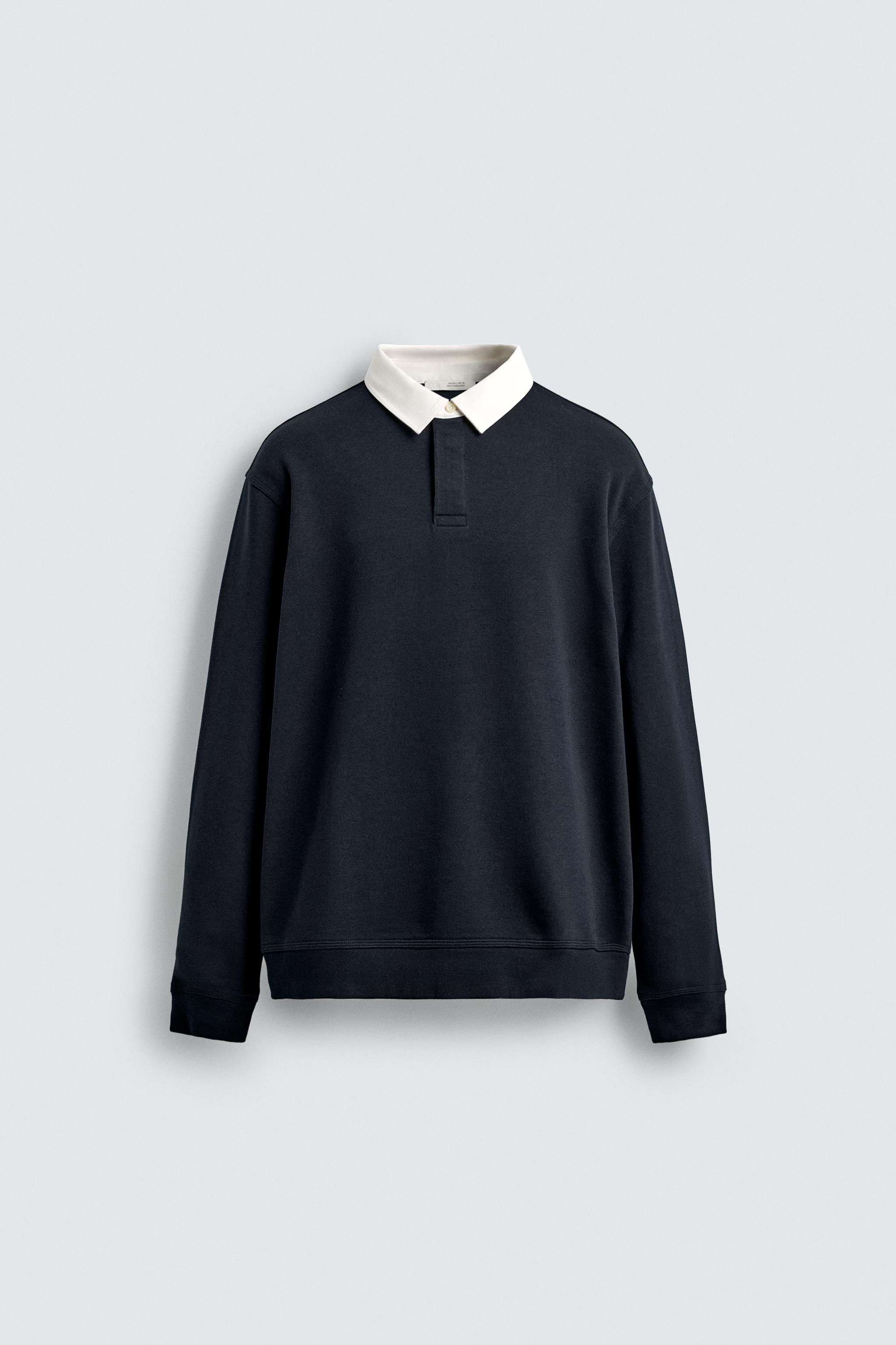 CONTRAST COLLAR POLO SWEATSHIRT