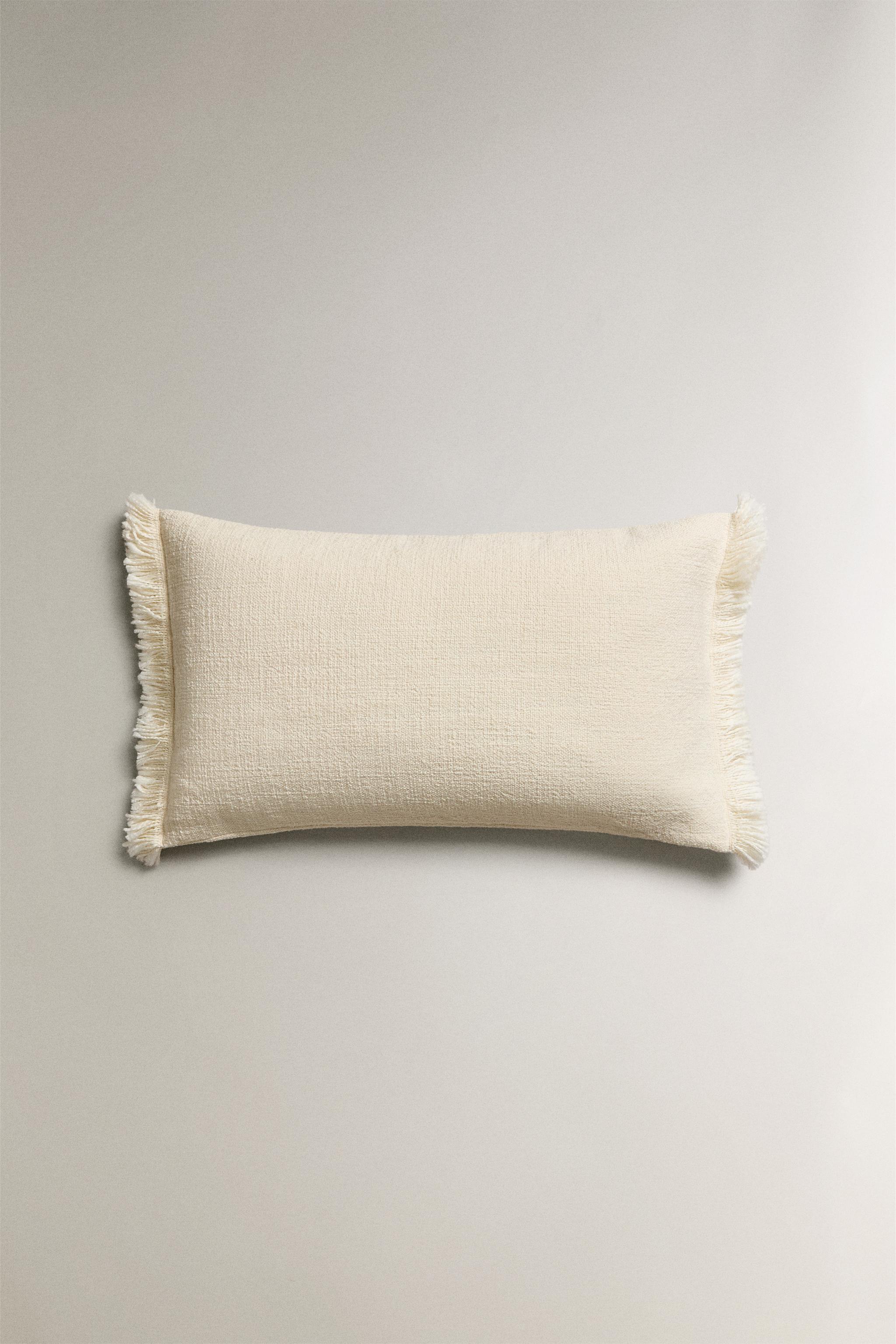 FRINGED THROW PILLOW COVER