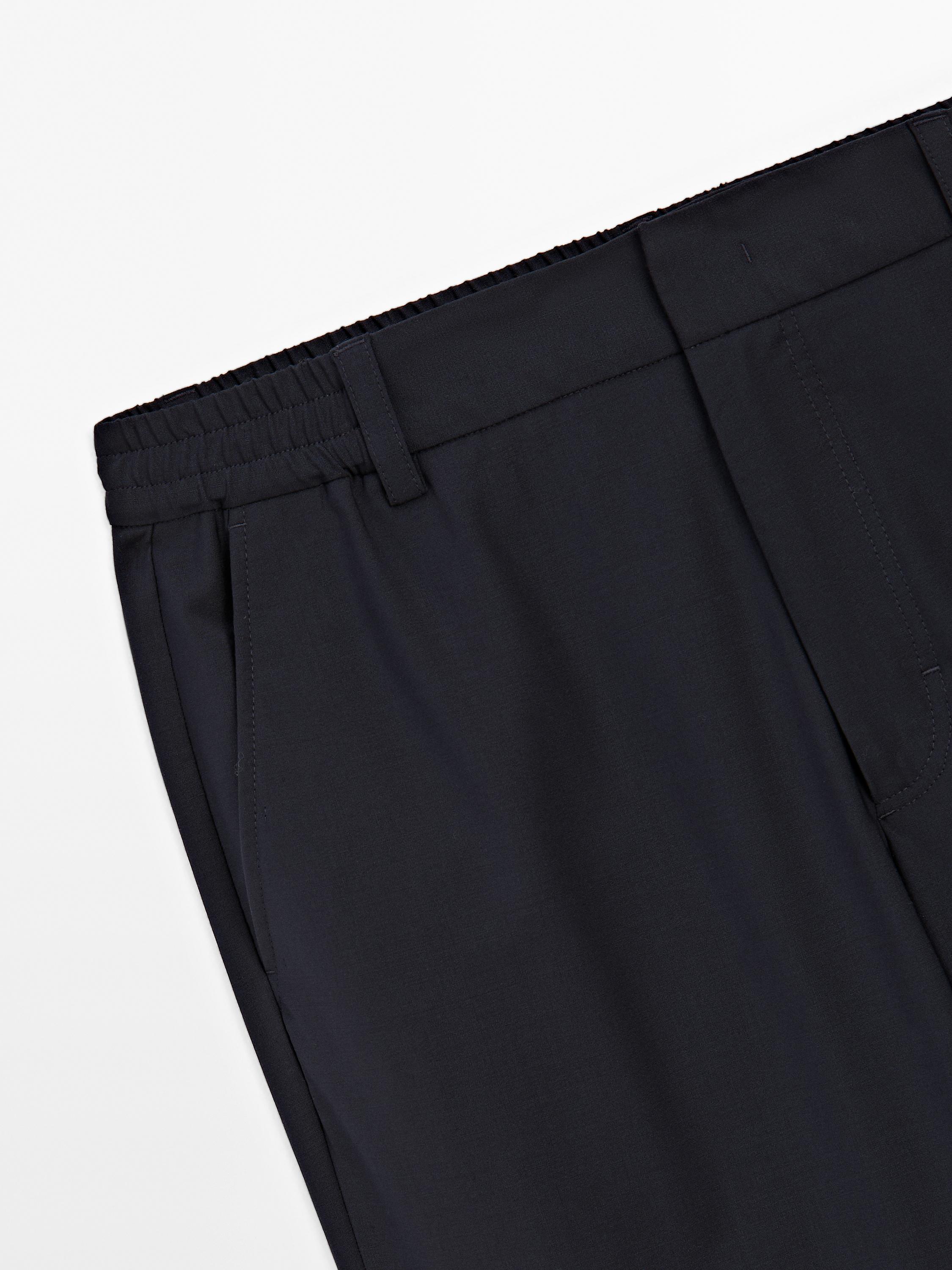 Wool blend jogger fit trousers