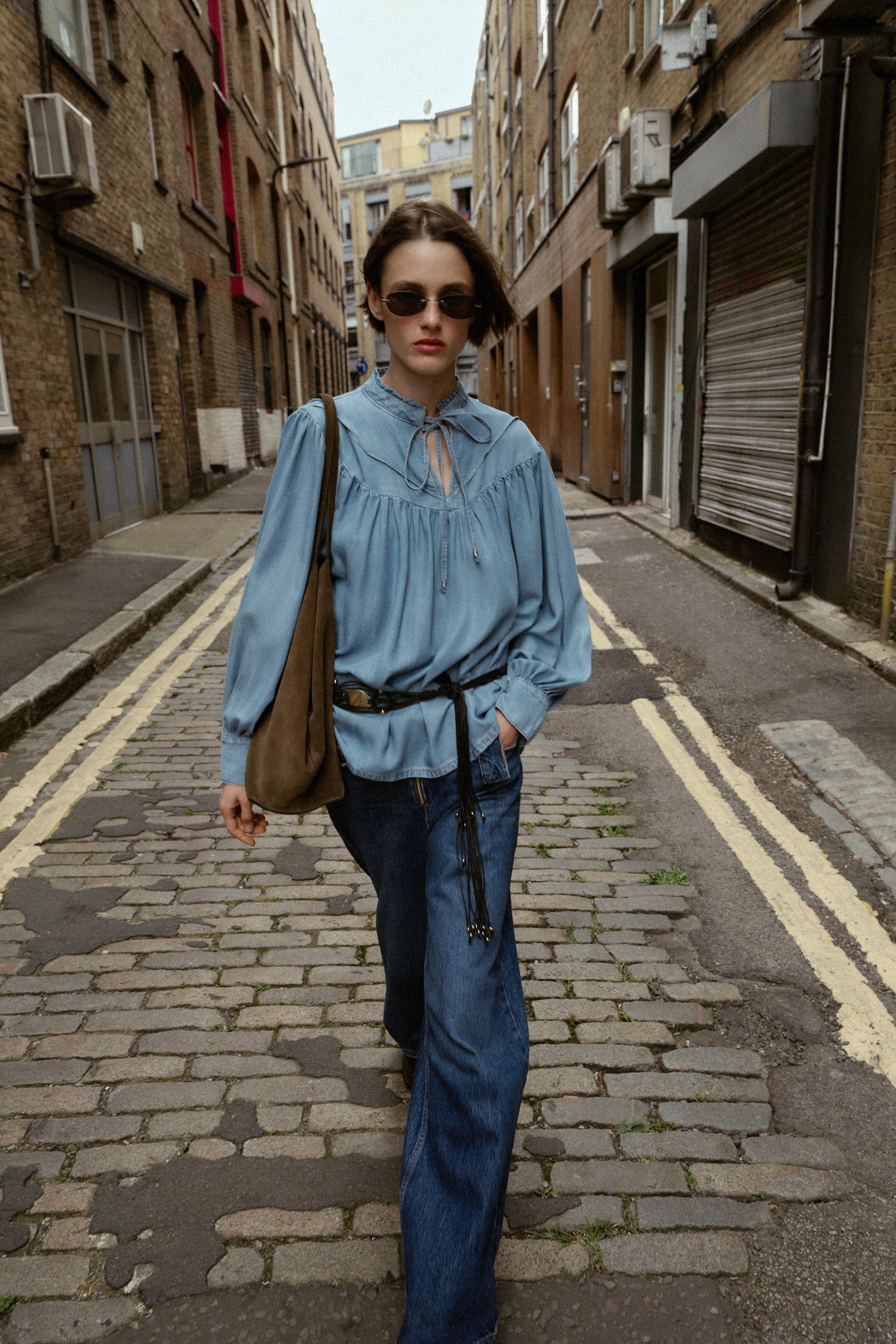 OVERSIZED FLOWY DENIM SHIRT