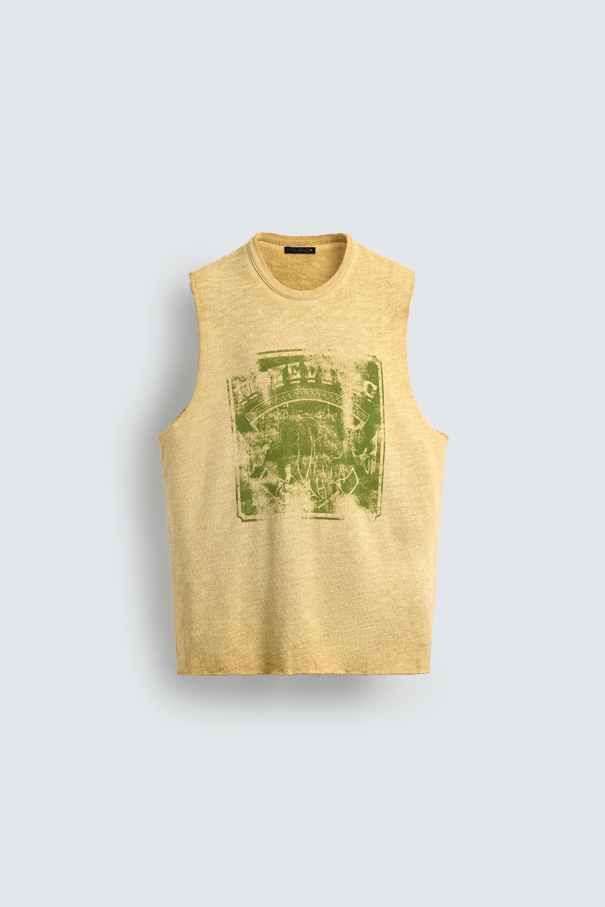 WASHED PRINT KNIT TANK TOP