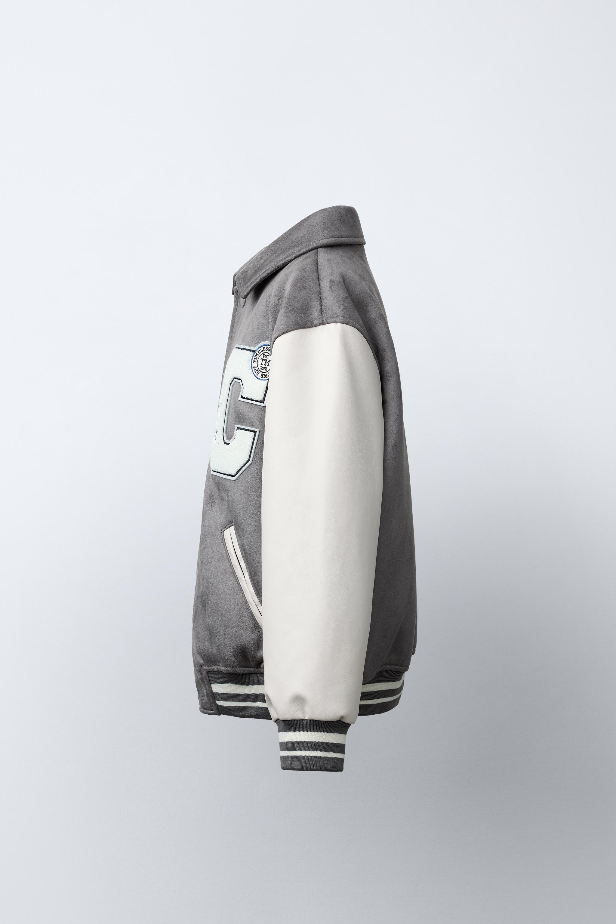 FAUX SUEDE COMBINATION BOMBER JACKET