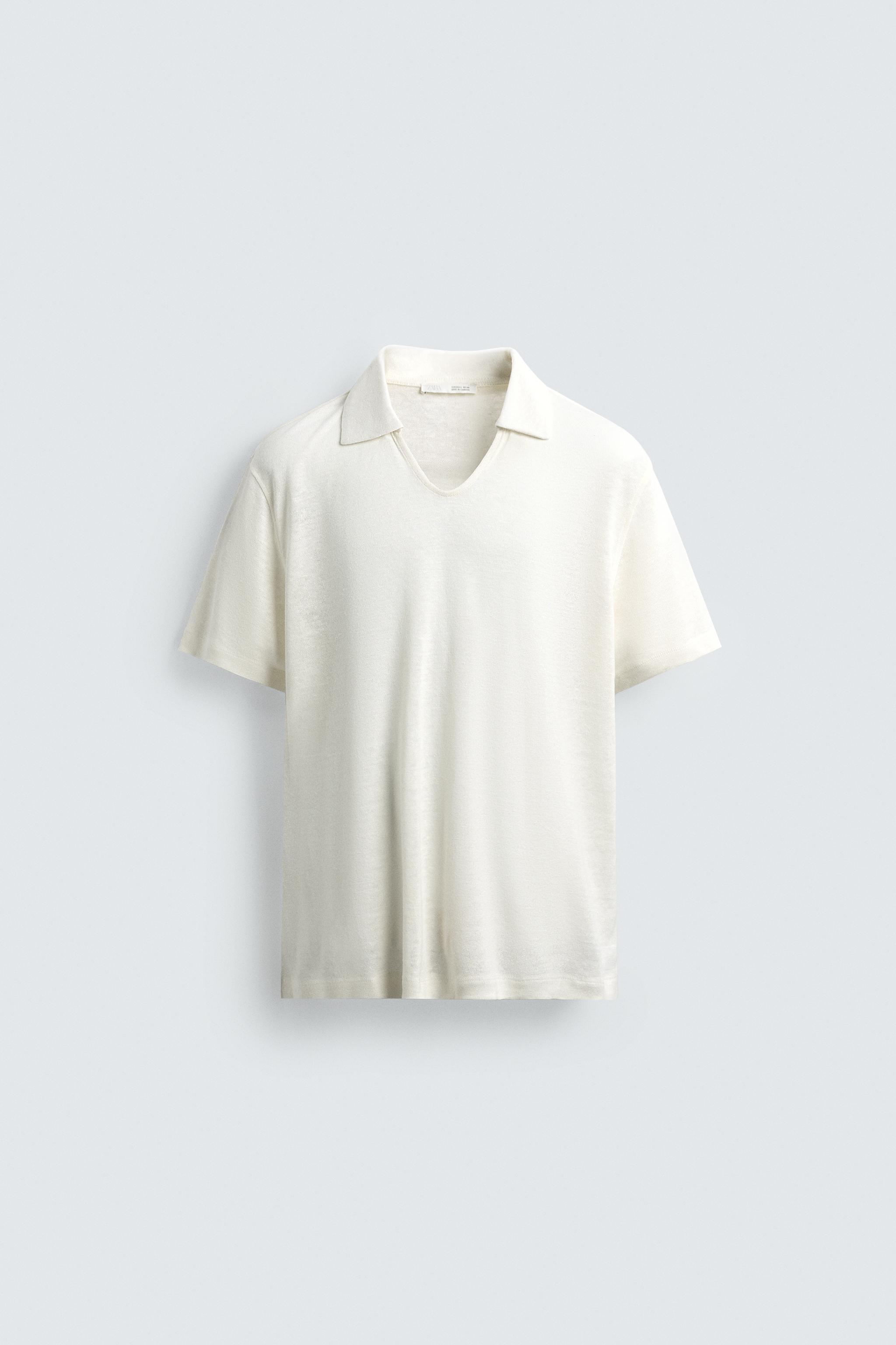 HEMP VISCOSE BLEND KNIT POLO SHIRT