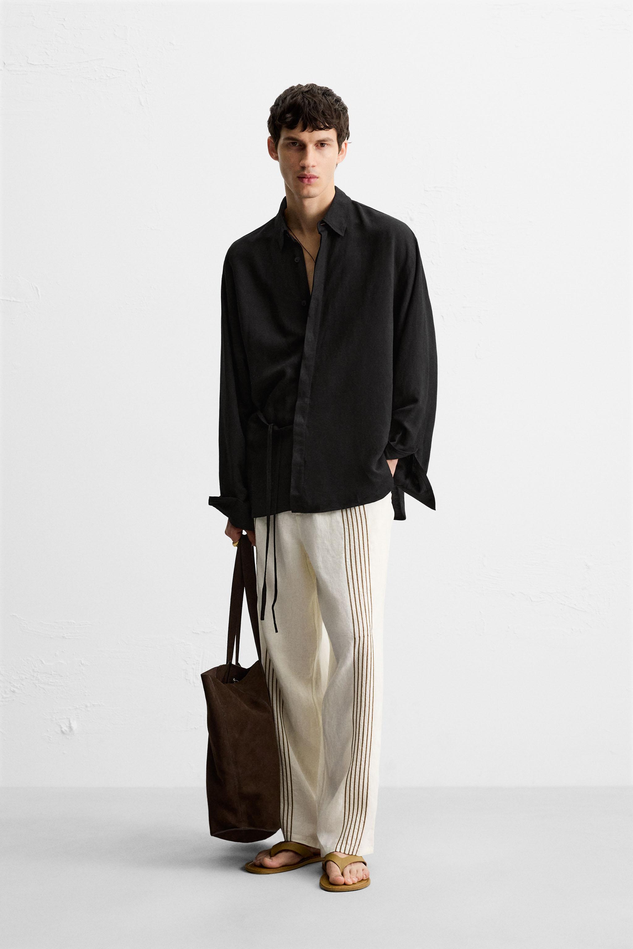 100% LINEN EMBROIDERED PANTS