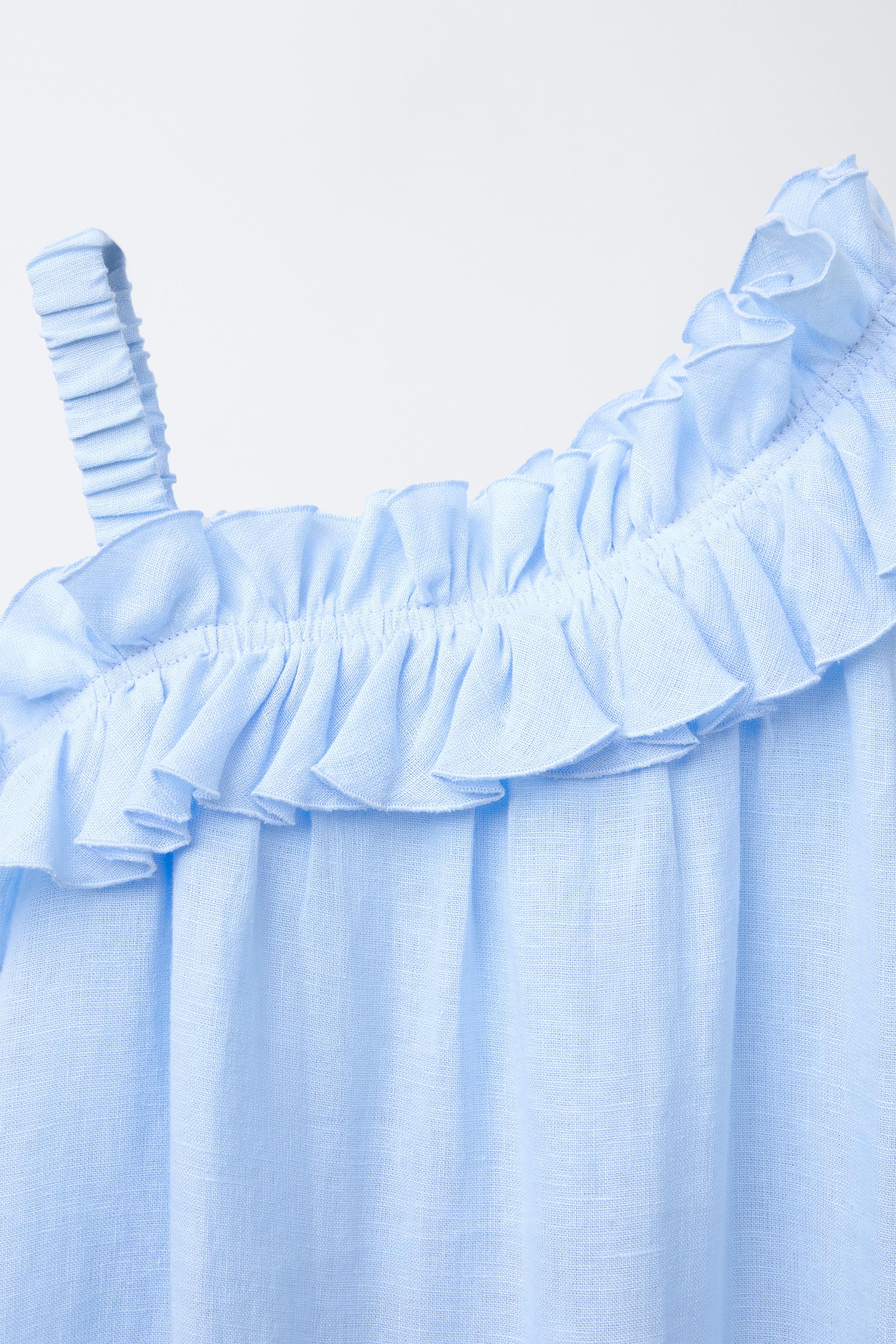 RUFFLED DRESS. 100% LINEN