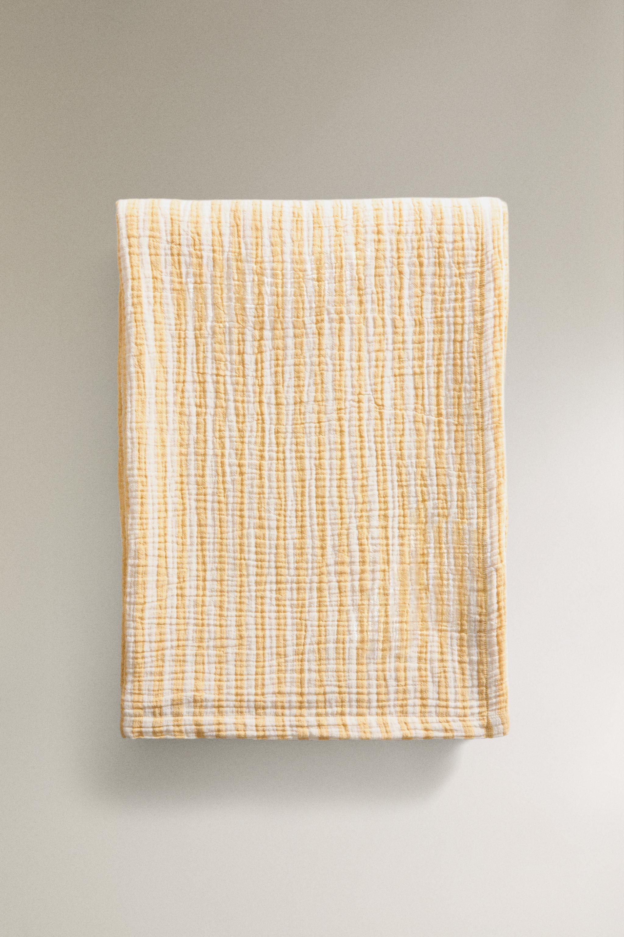 STRIPED COTTON MUSLIN BLANKET