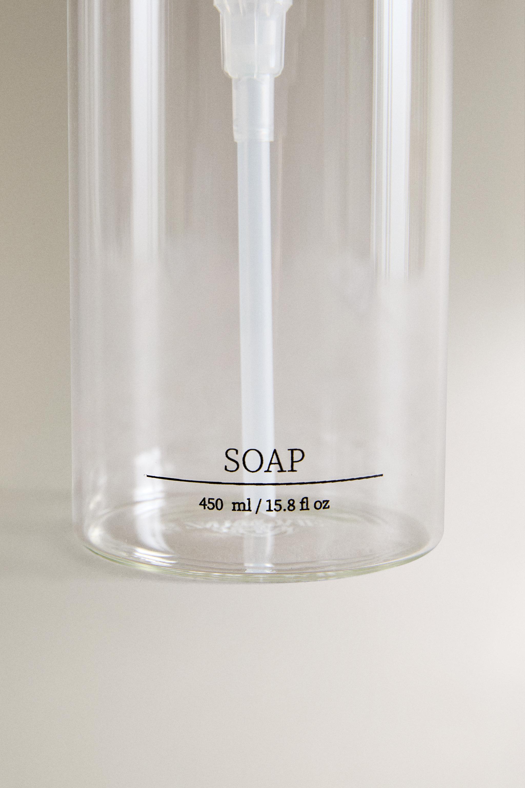 BOROSILICATE GLASS SOAP DISPENSER WITH SLOGAN