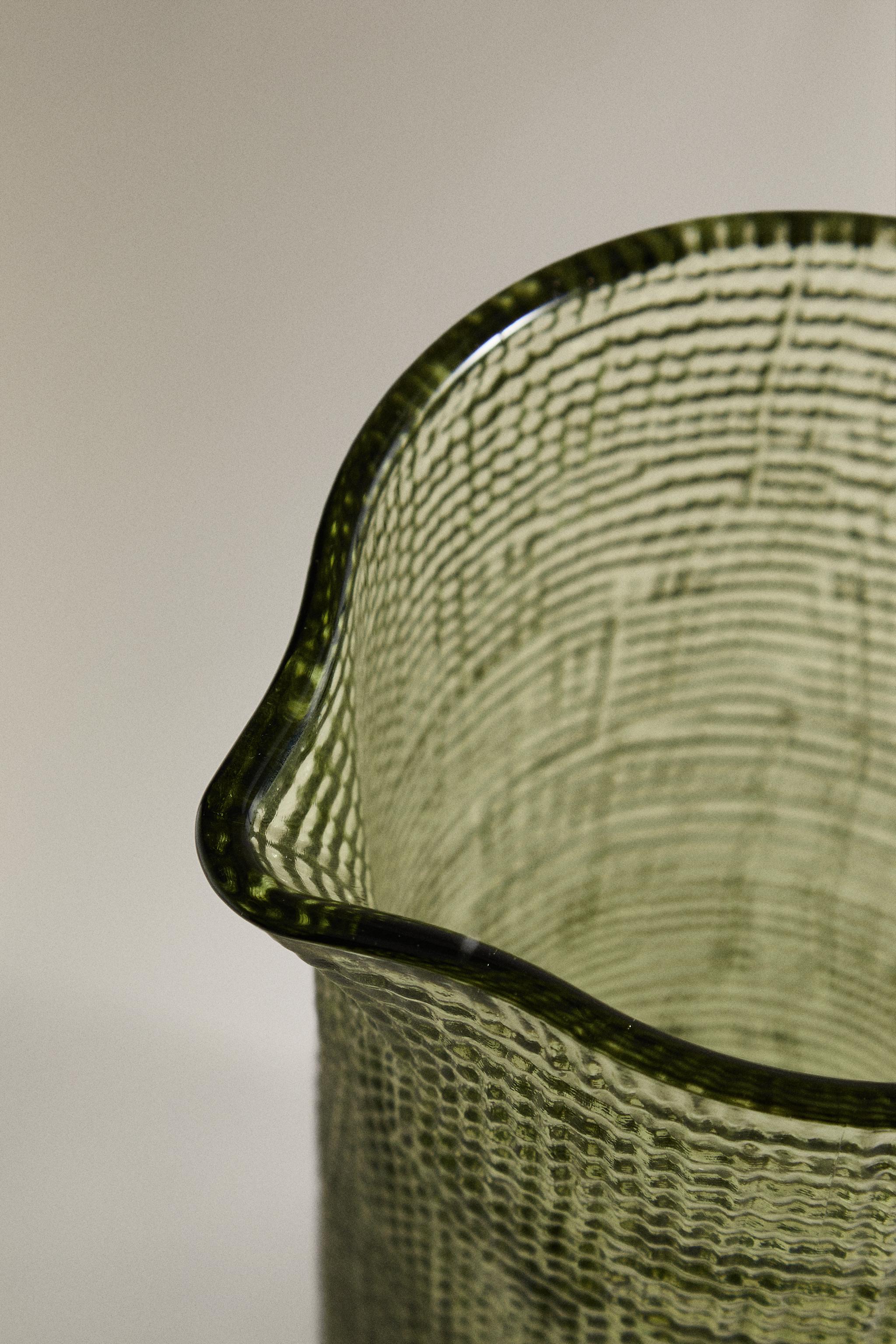 RAISED DESIGN GLASS PITCHER