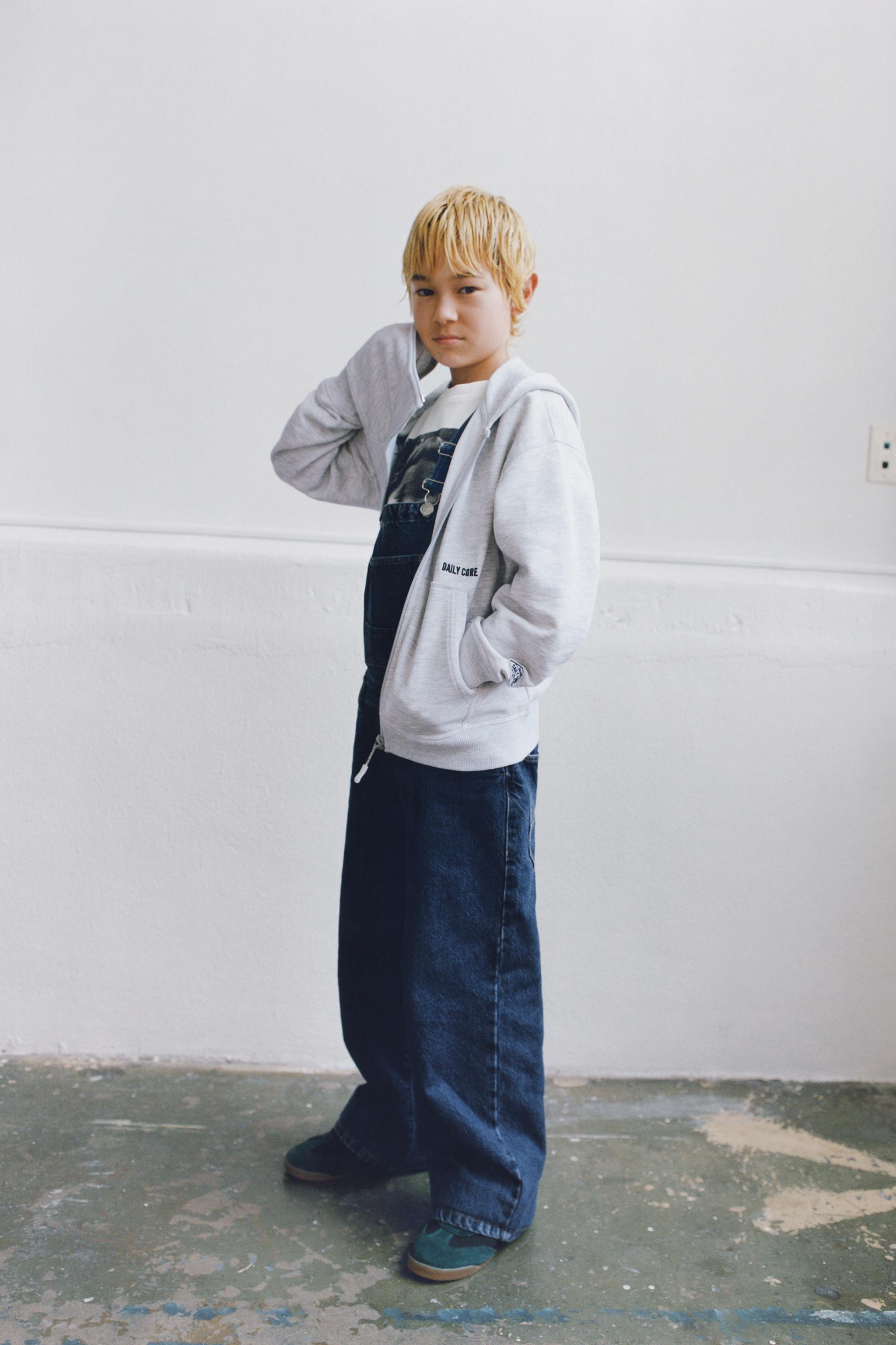 DENIM OVERALLS WITH LABEL