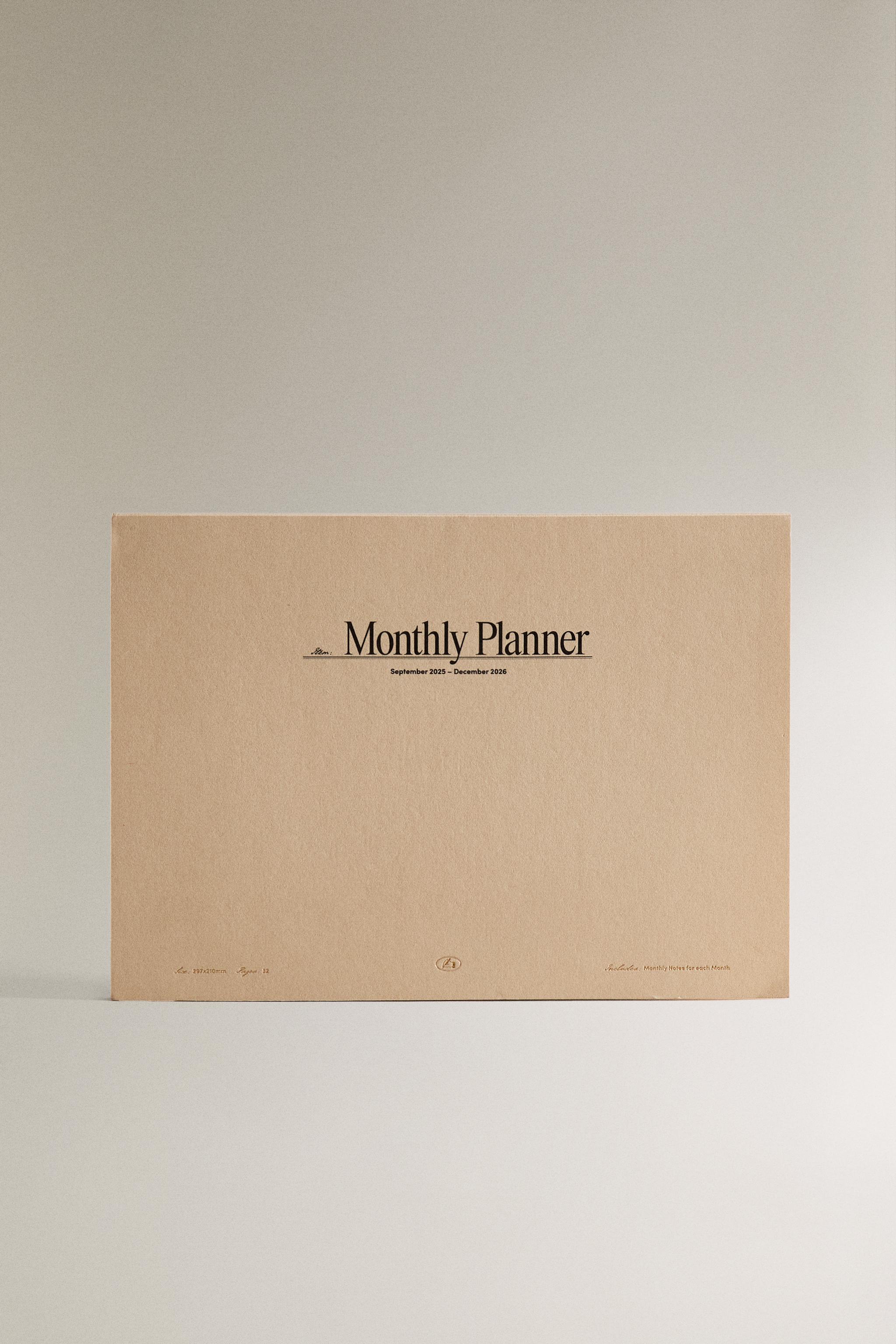 A5 MONTHLY PLANNER WITH GOLD RIMS