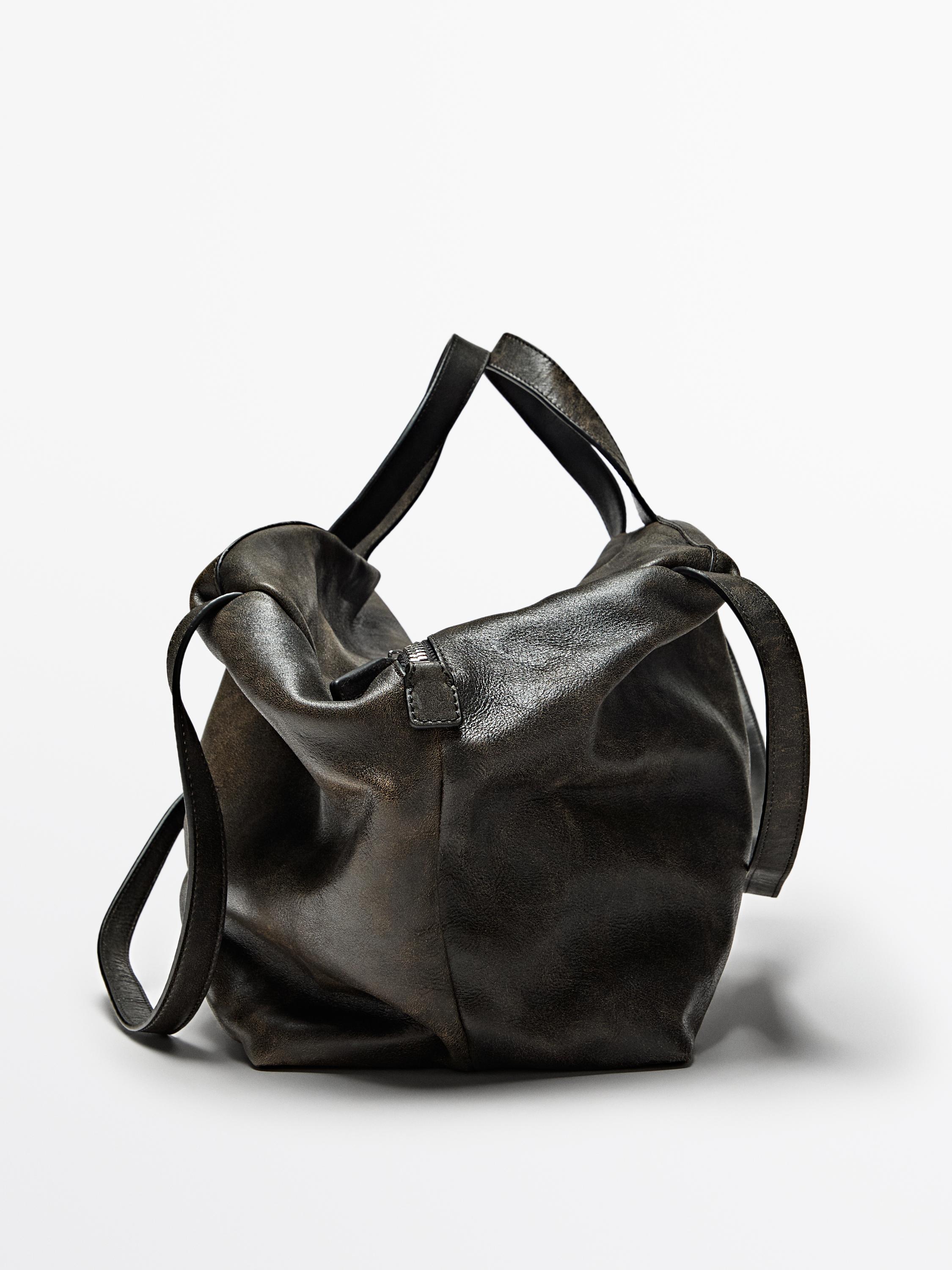 Crackled nappa leather duffle bag