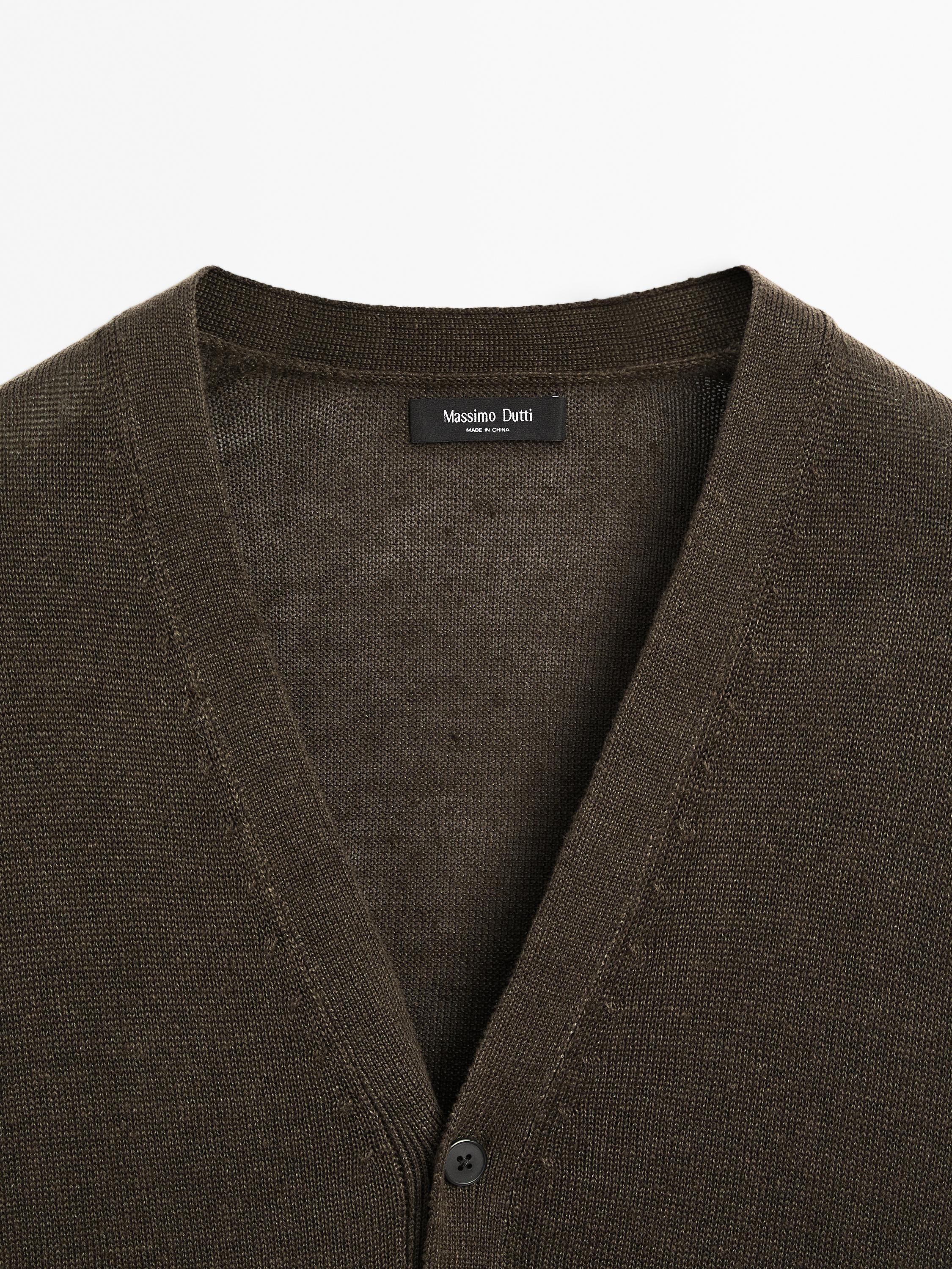 Linen blend knit cardigan