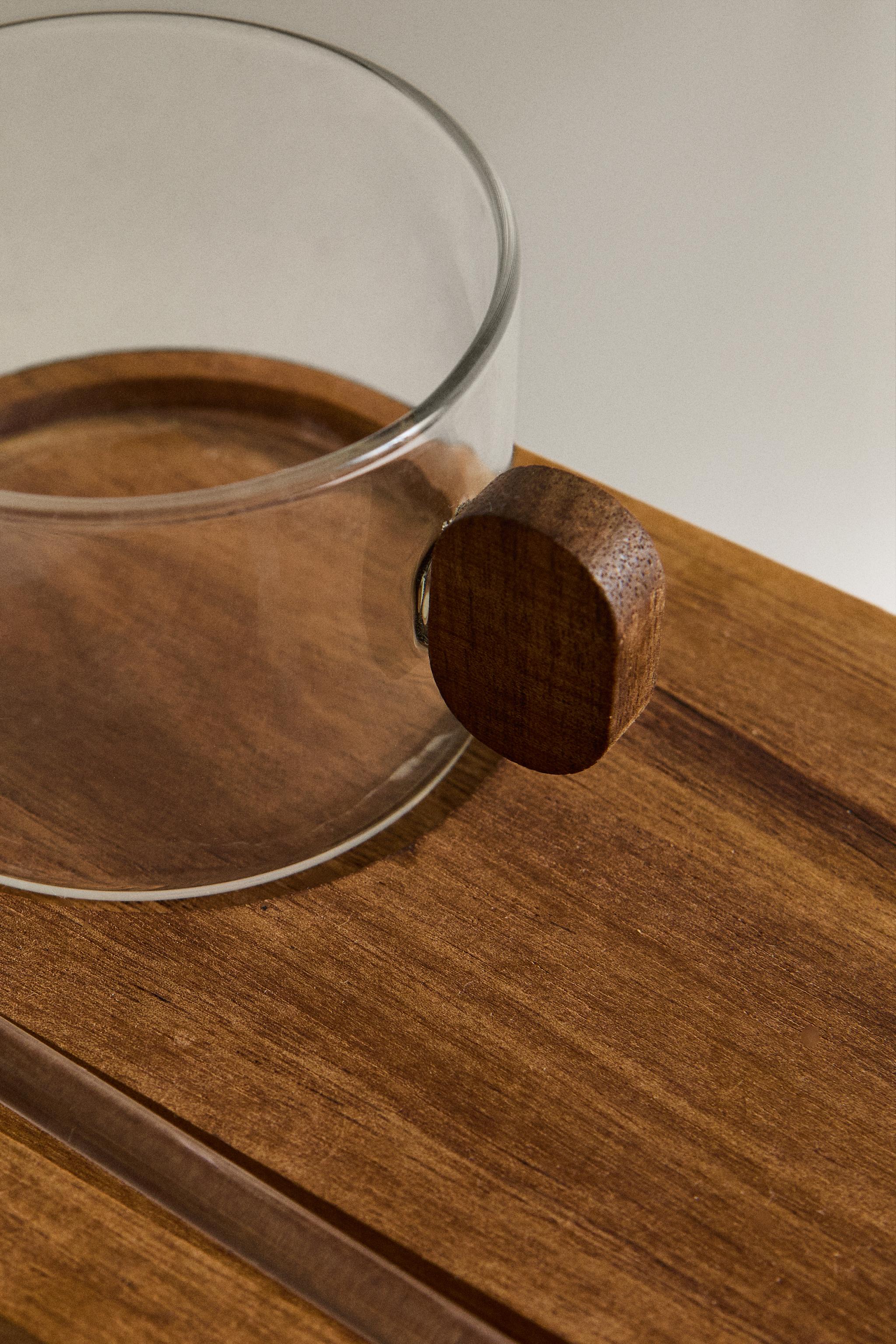 BOROSILICATE GLASS MUG WITH TRAY