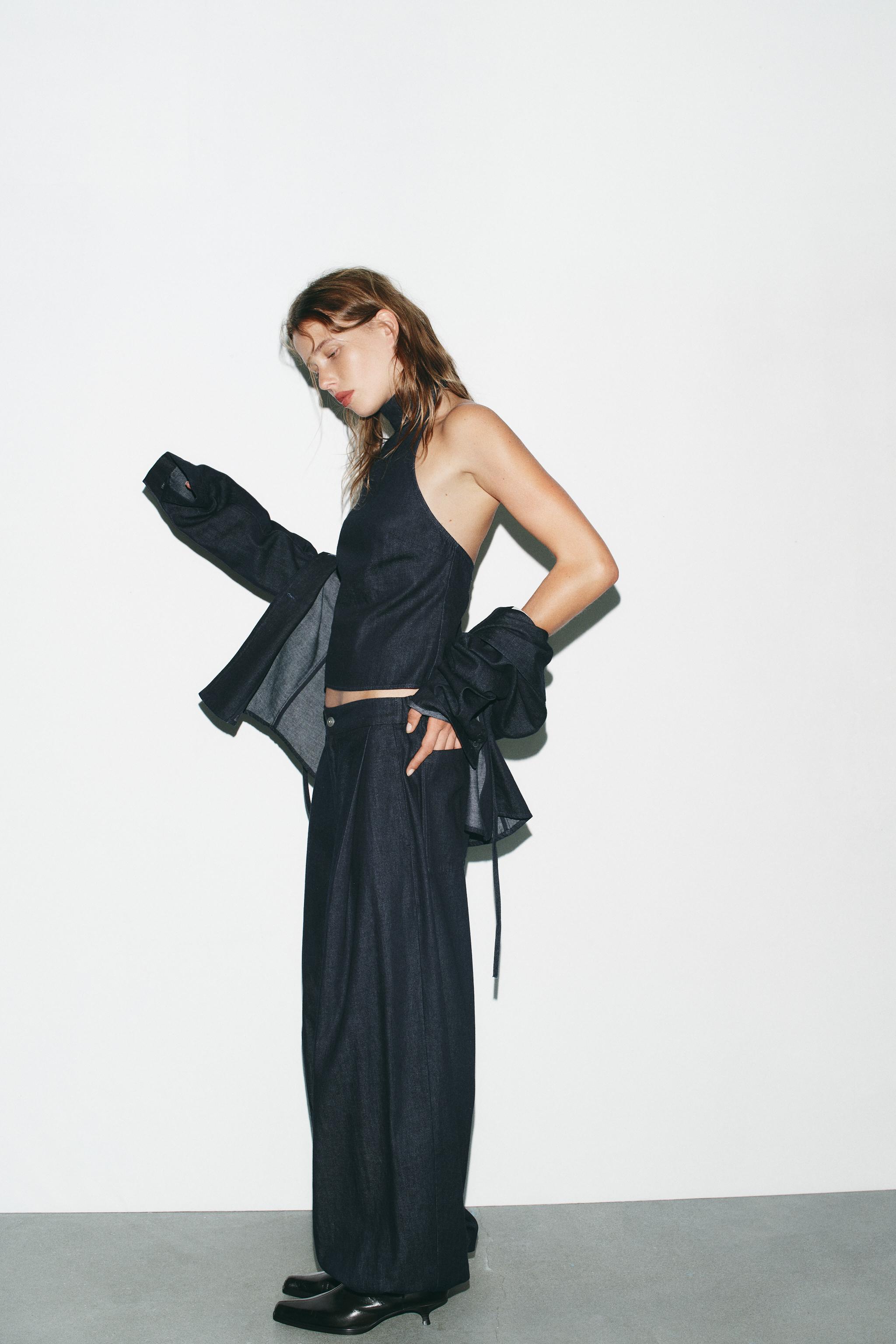 DENIM HALTER TOP TRF