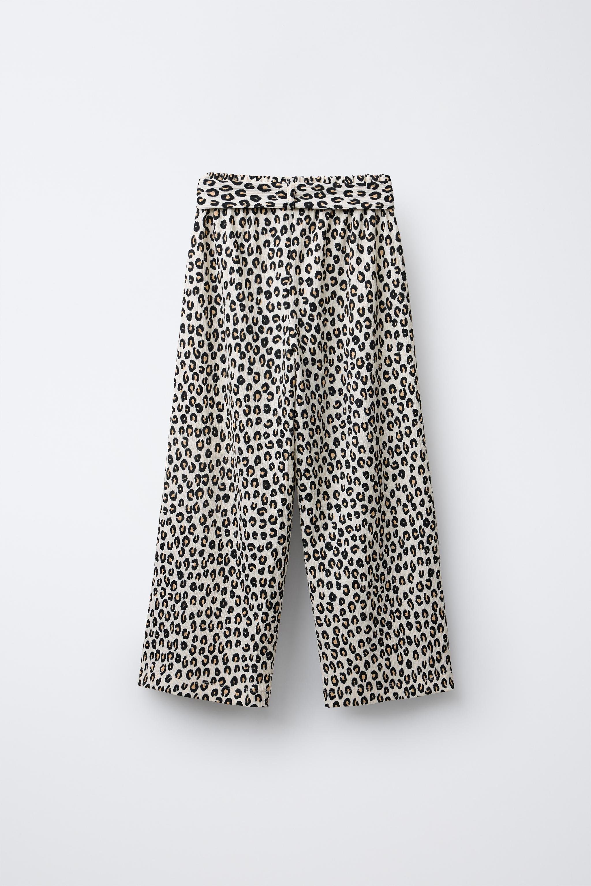 ANIMAL PRINT TEXTURED WIDE LEG PANTS