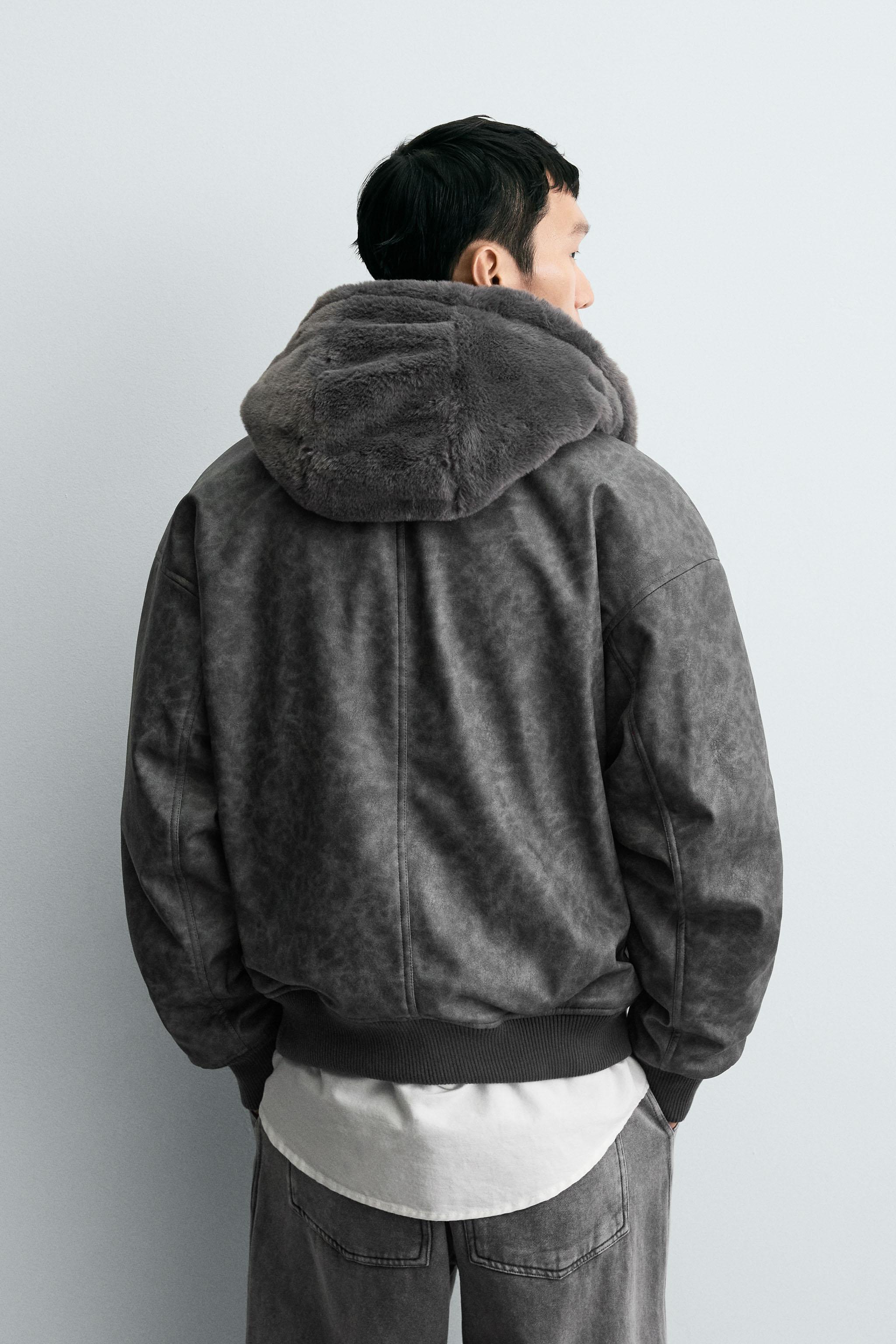 FAUX LEATHER REVERSIBLE BOMBER JACKET