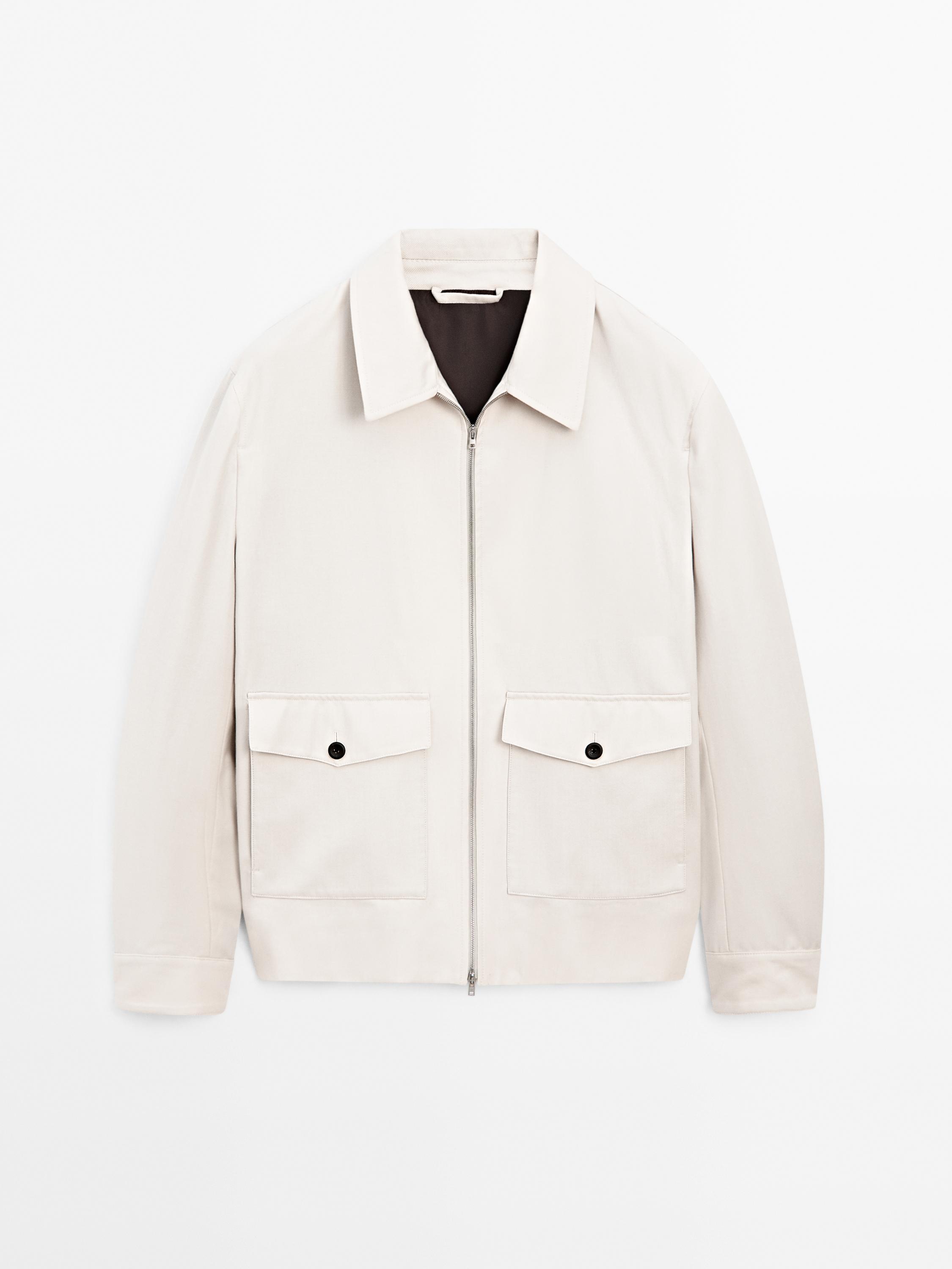 Wool and cotton blend jacket with pockets