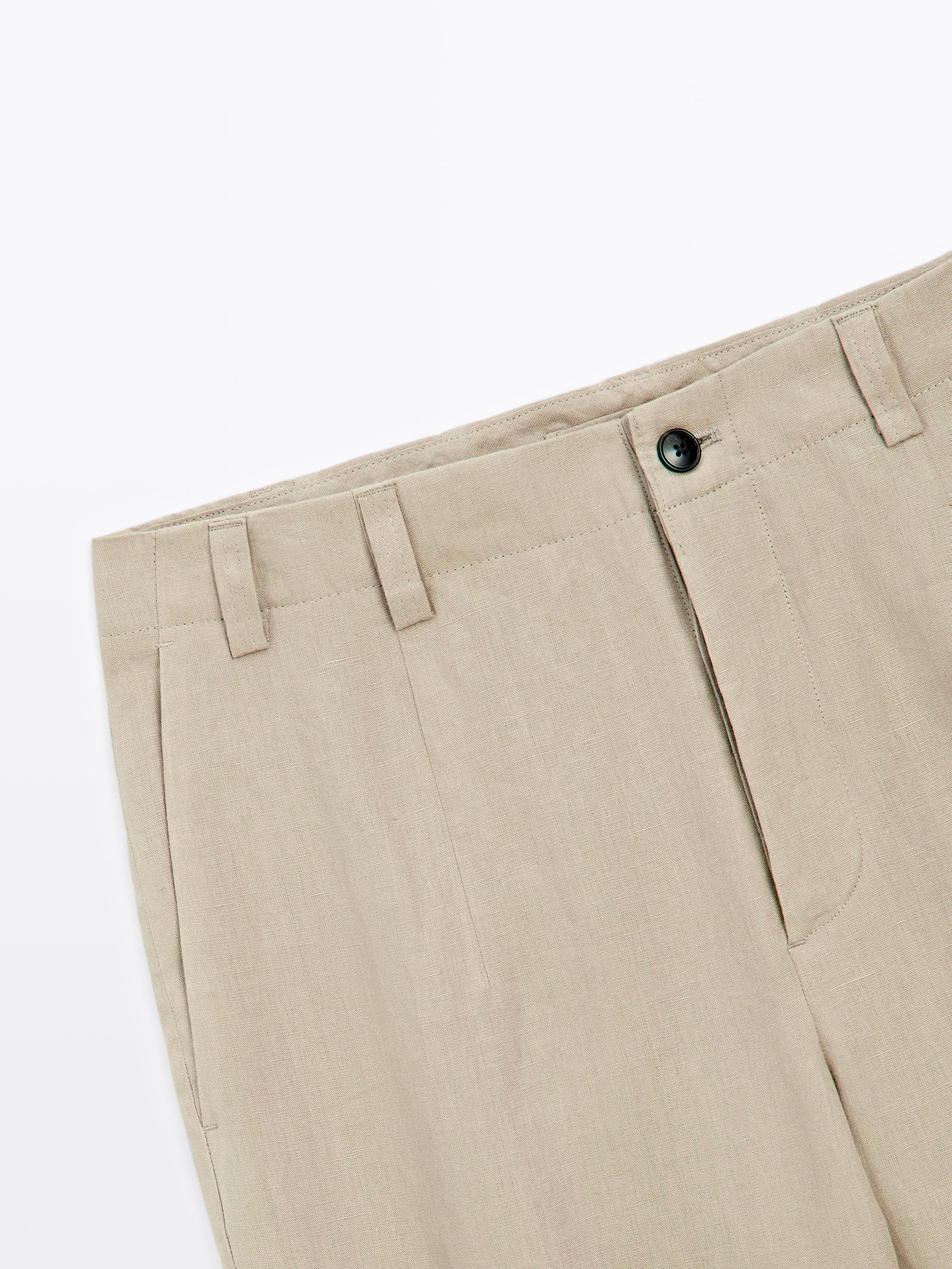 100% linen total look wide-leg trousers