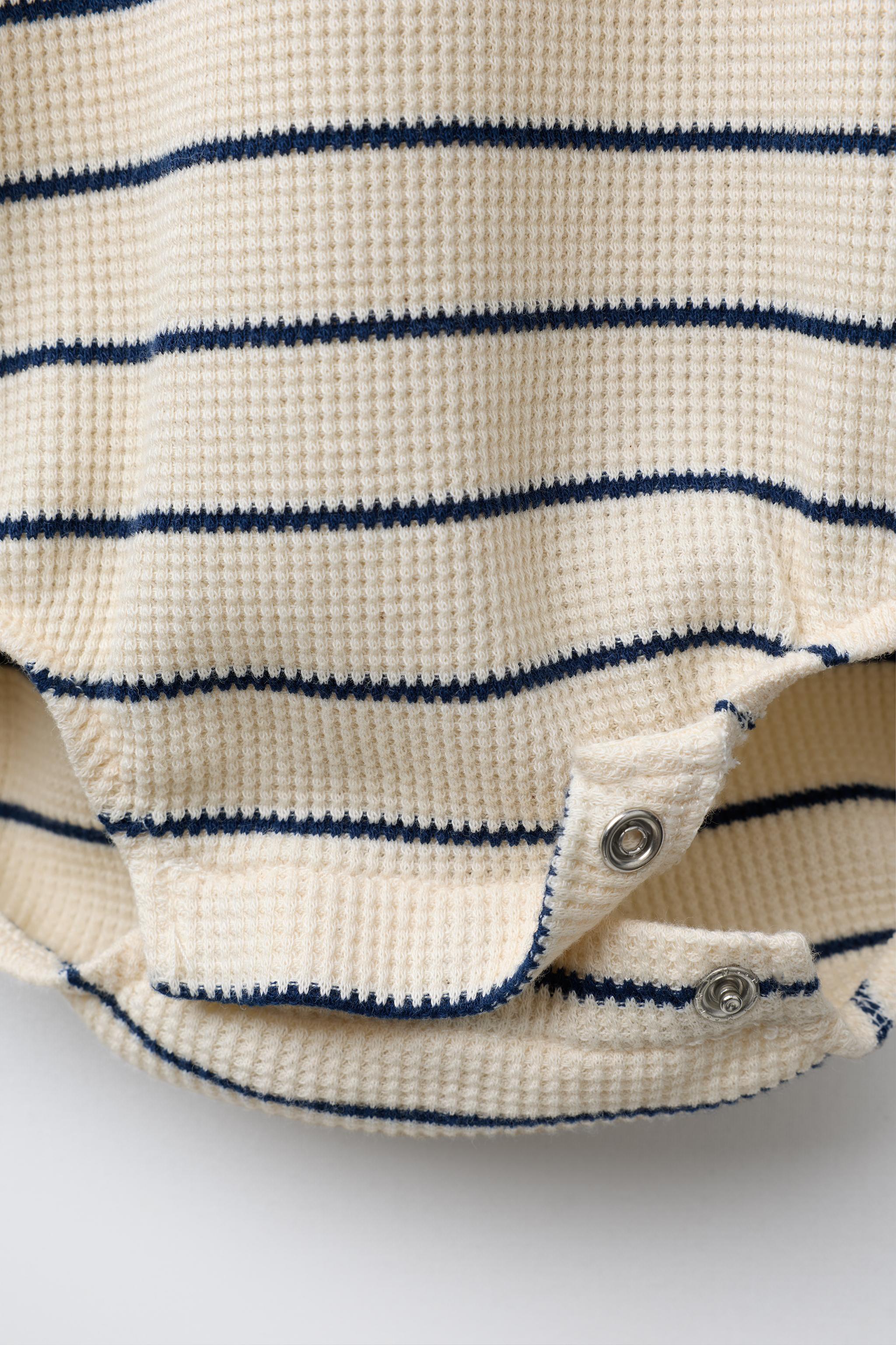 STRIPED WAFFLE BODYSUIT