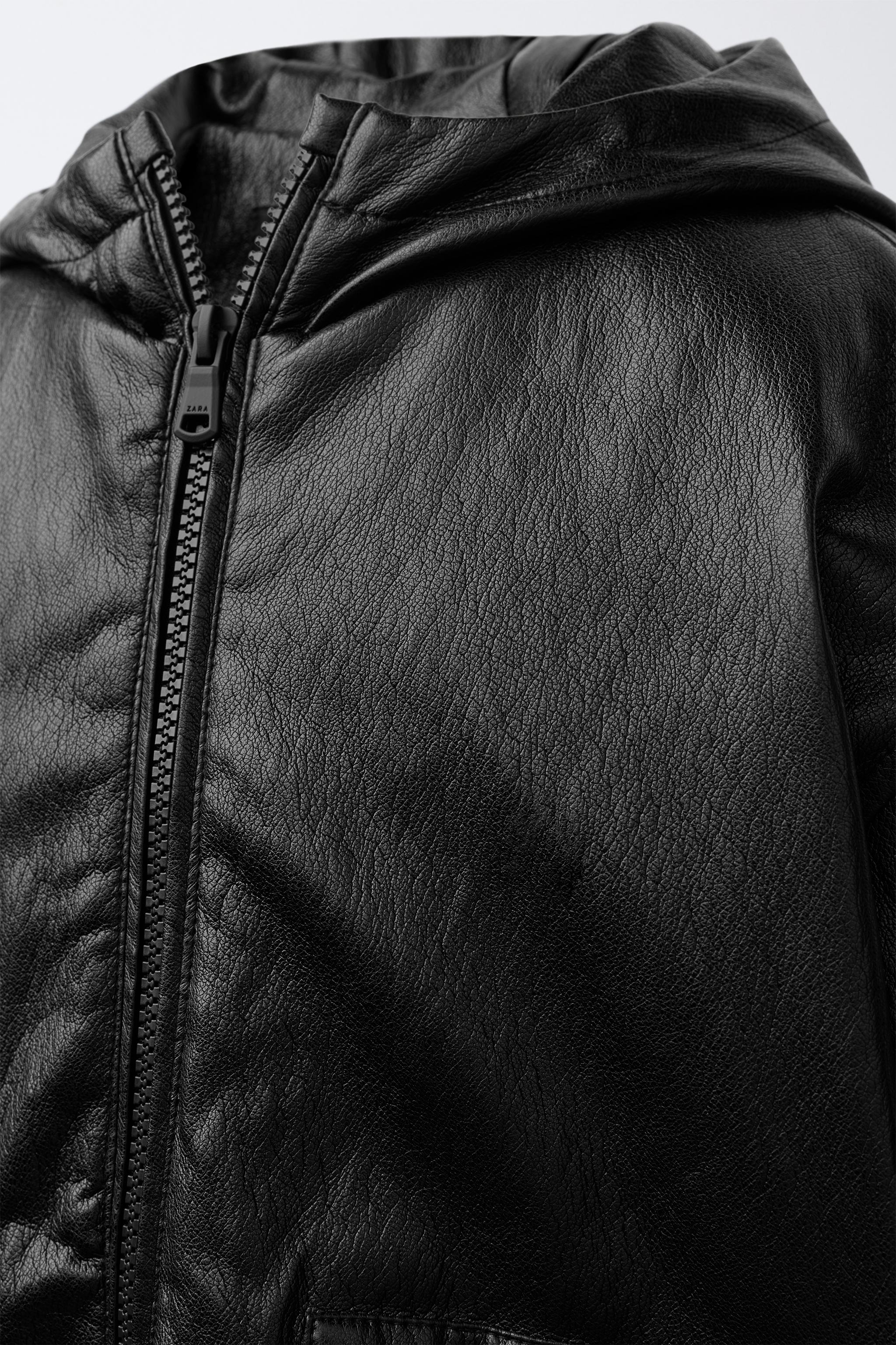 FAUX LEATHER PUFFER JACKET