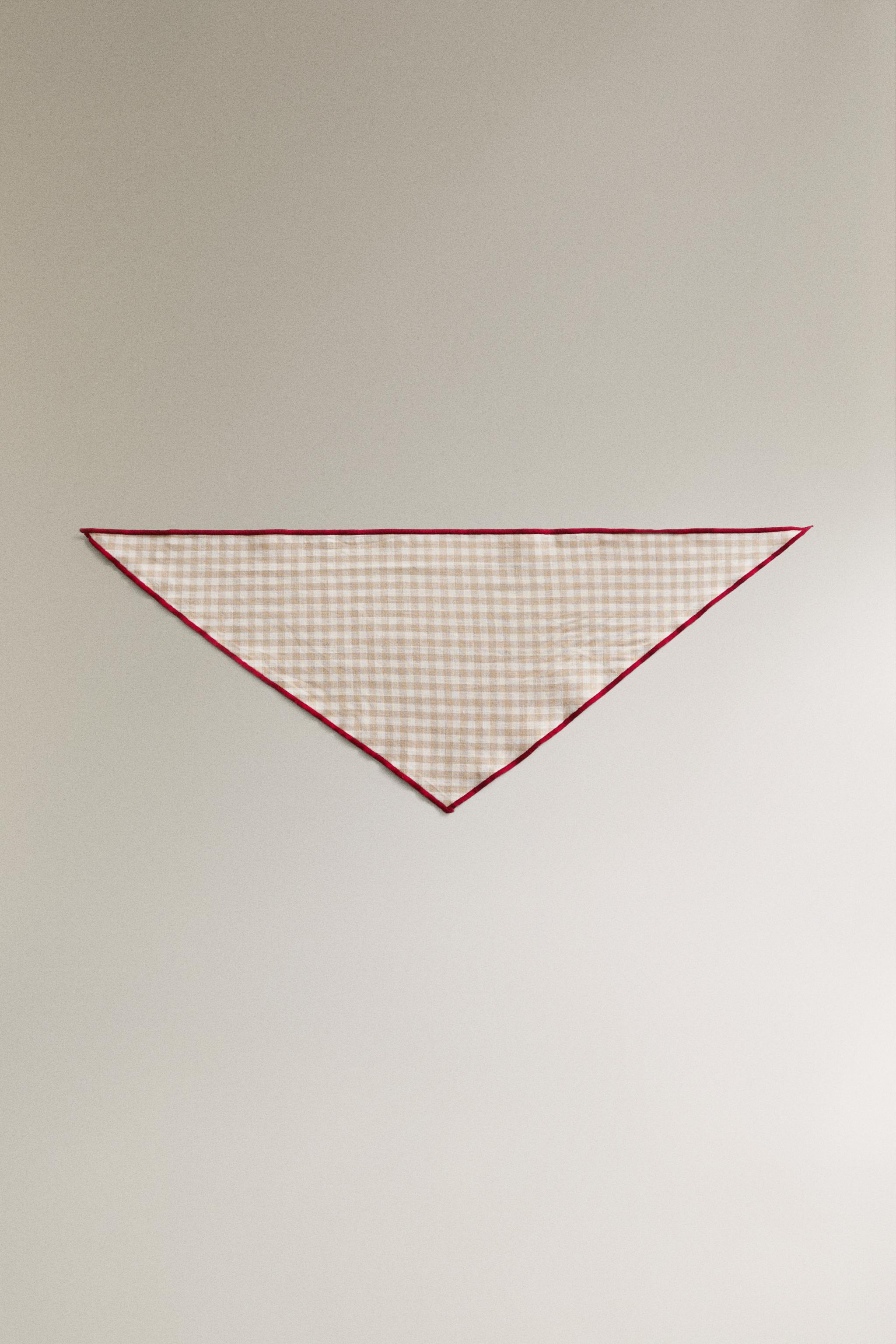 LINEN COTTON CHECKED PET BANDANA