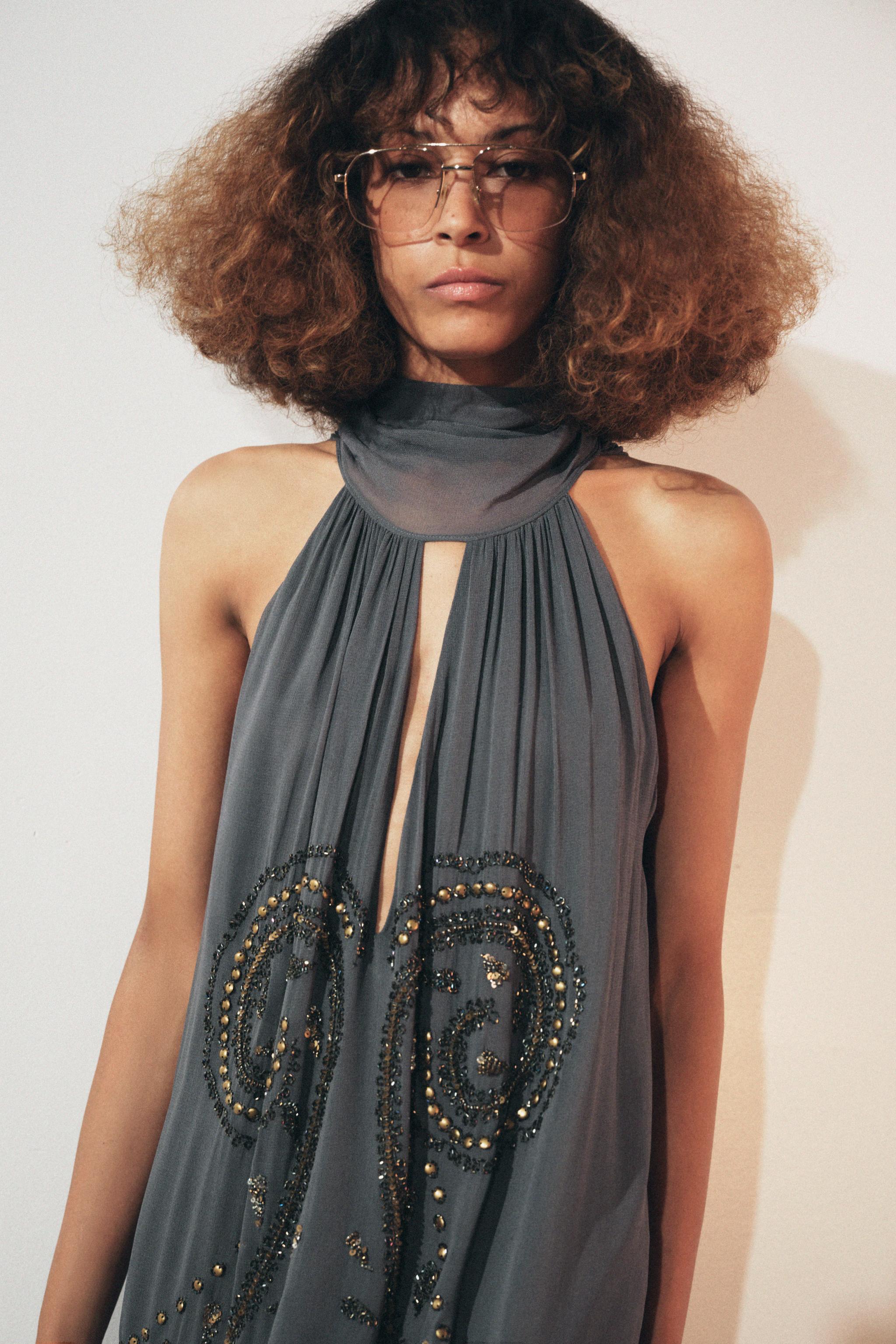 EMBROIDERED HALTER DRESS ZW COLLECTION