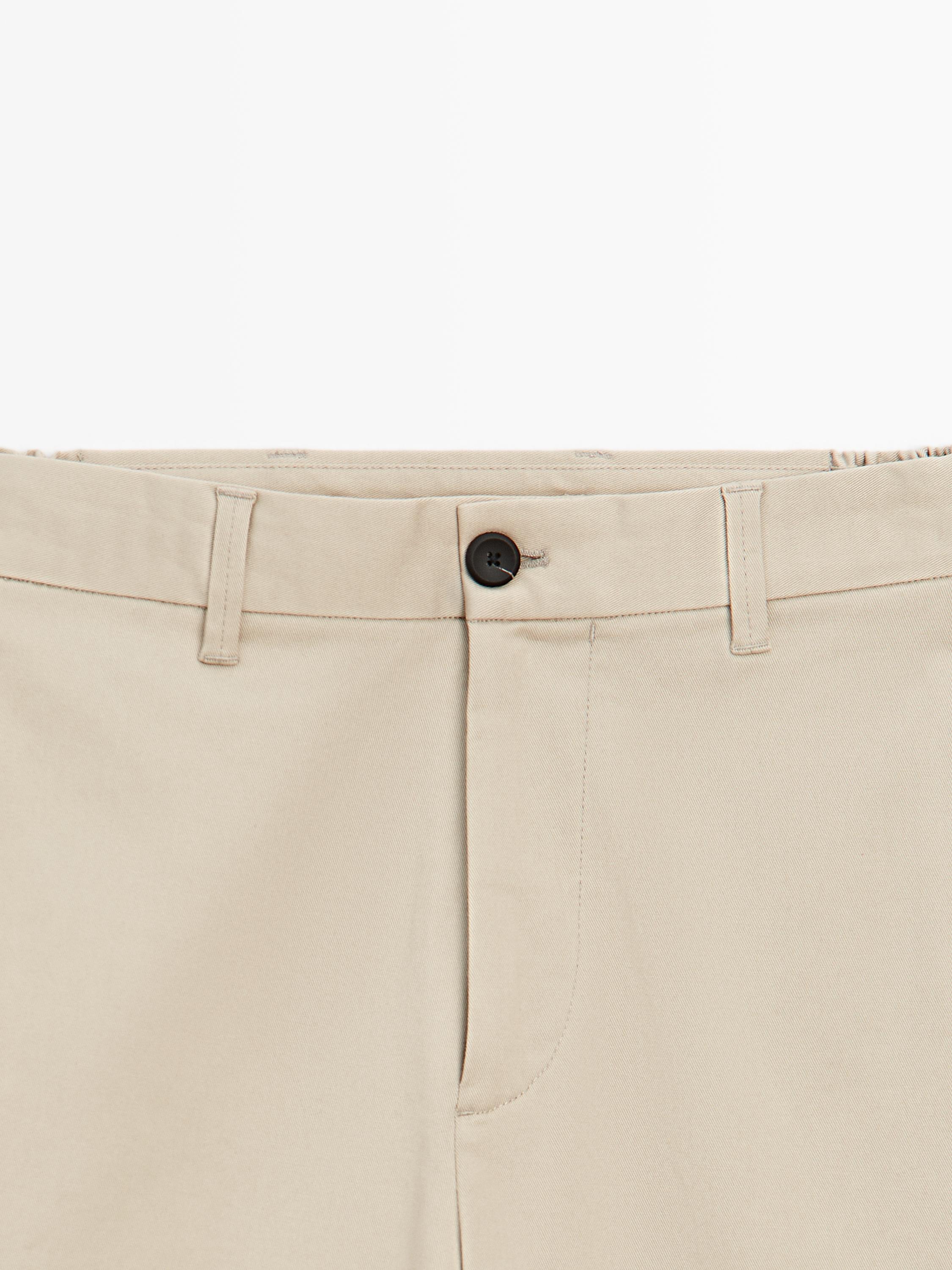 Cotton blend tapered fit trousers