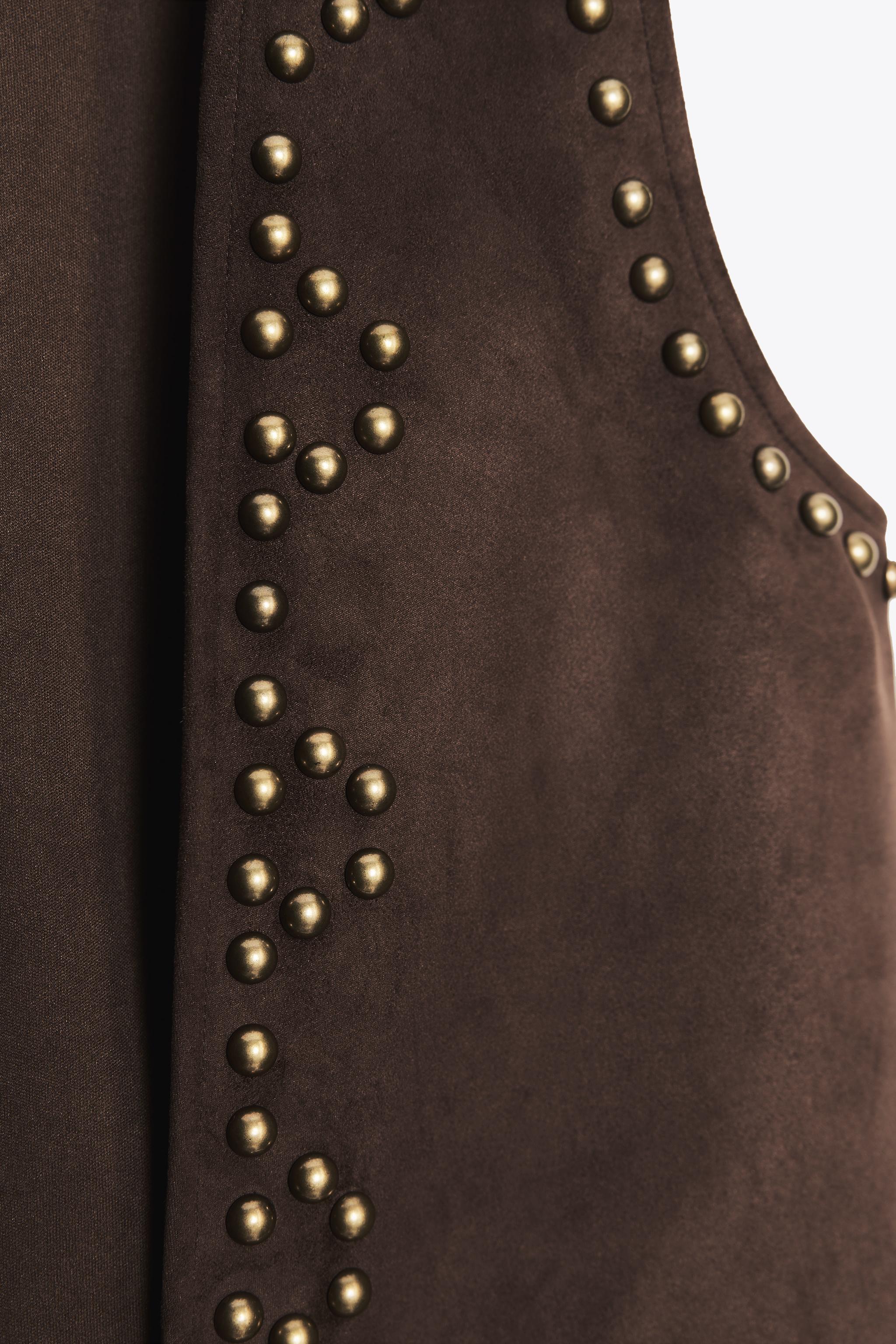 STUDDED FAUX SUEDE VEST