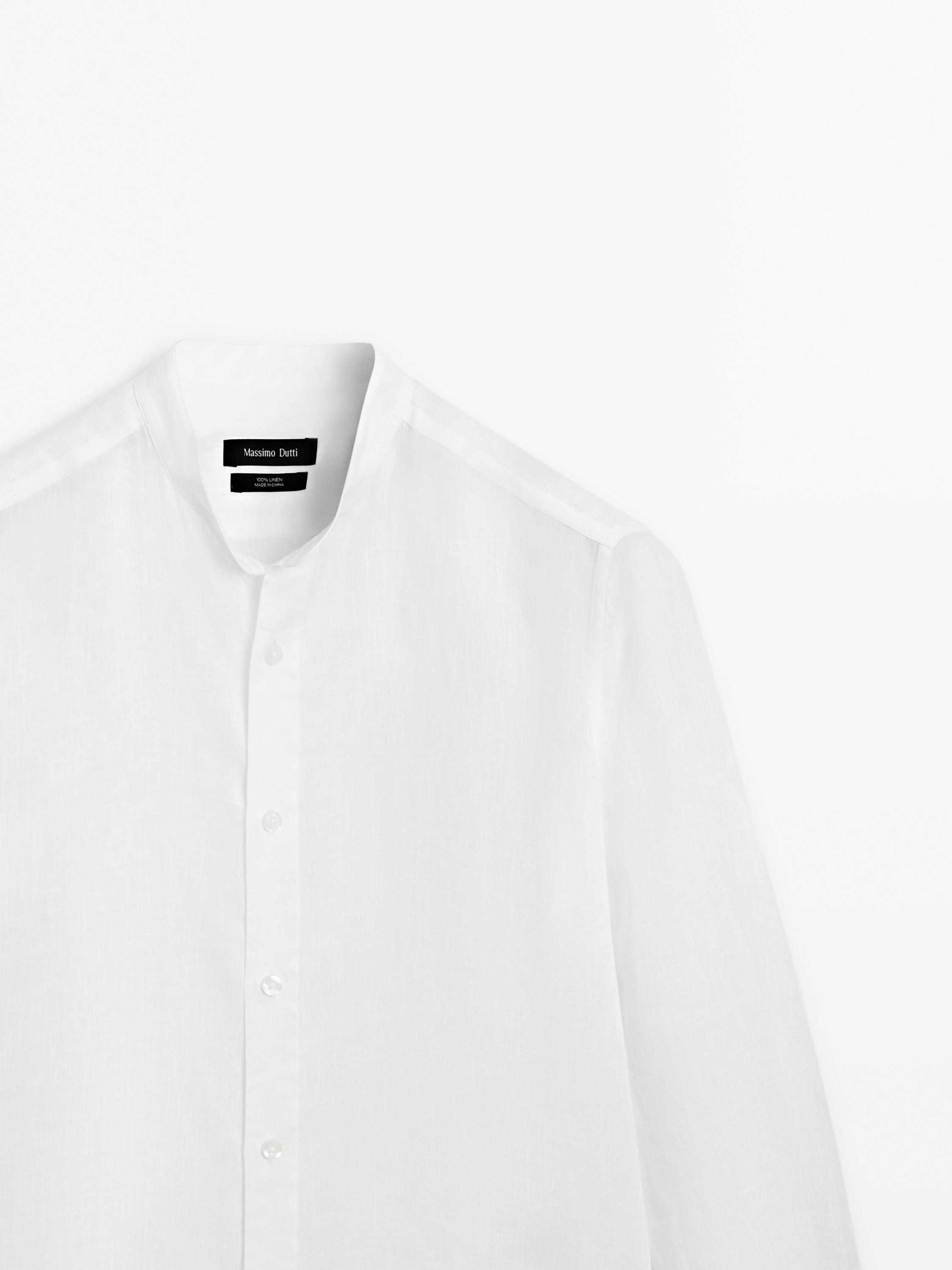 Regular-fit shirt with stand collar