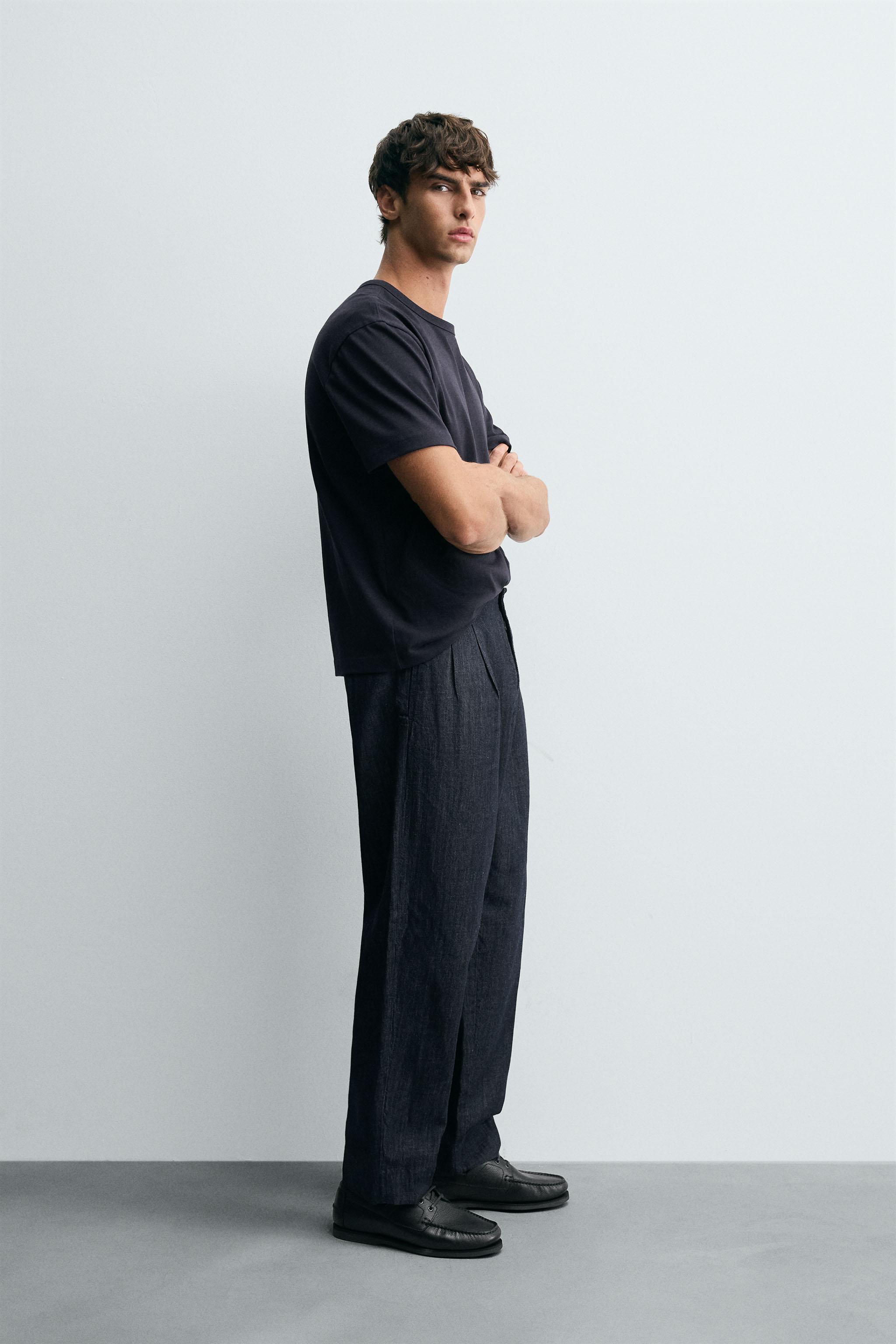 WIDE FIT CROPPED DENIM PANTS