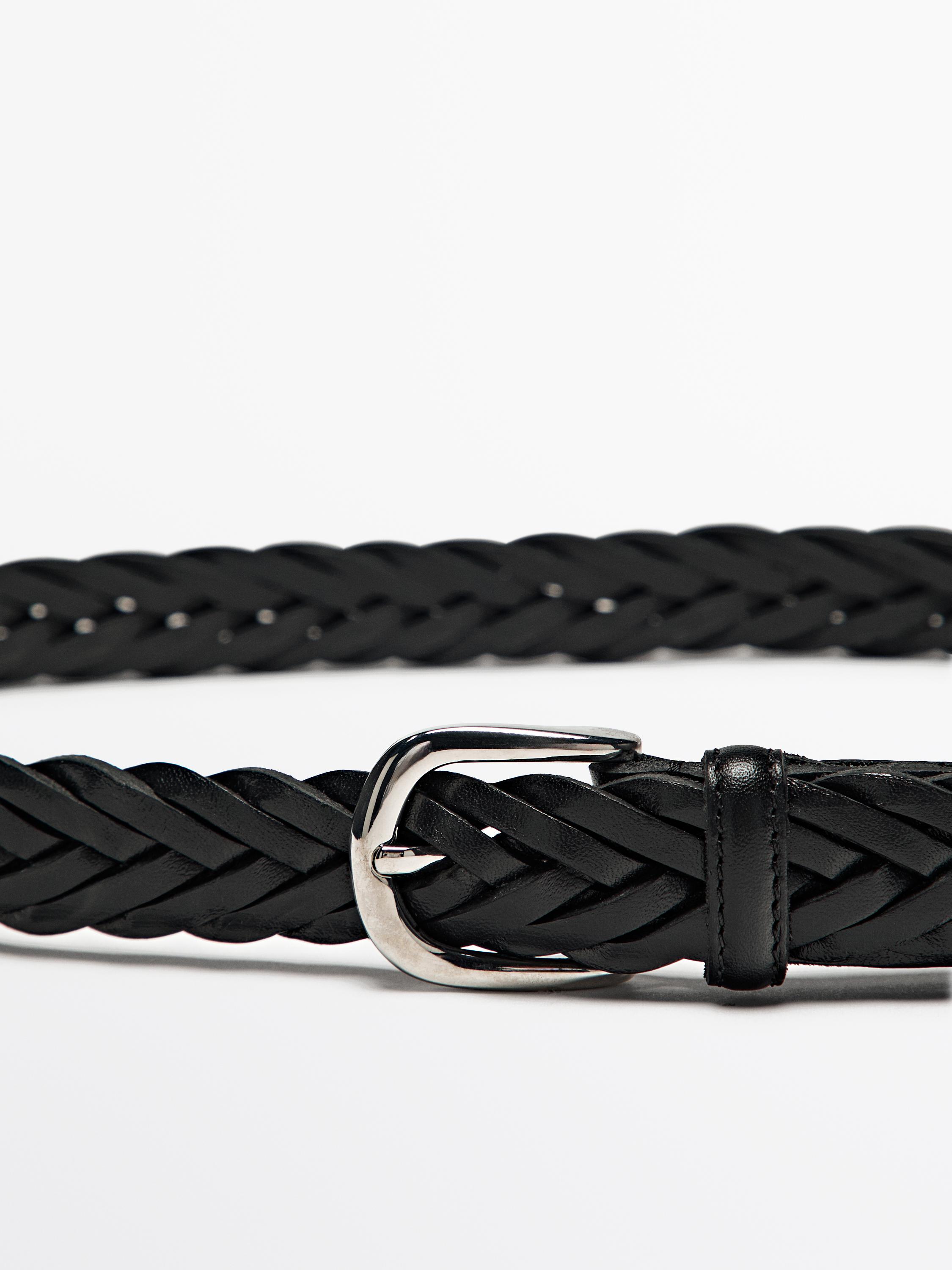 Plaited leather belt