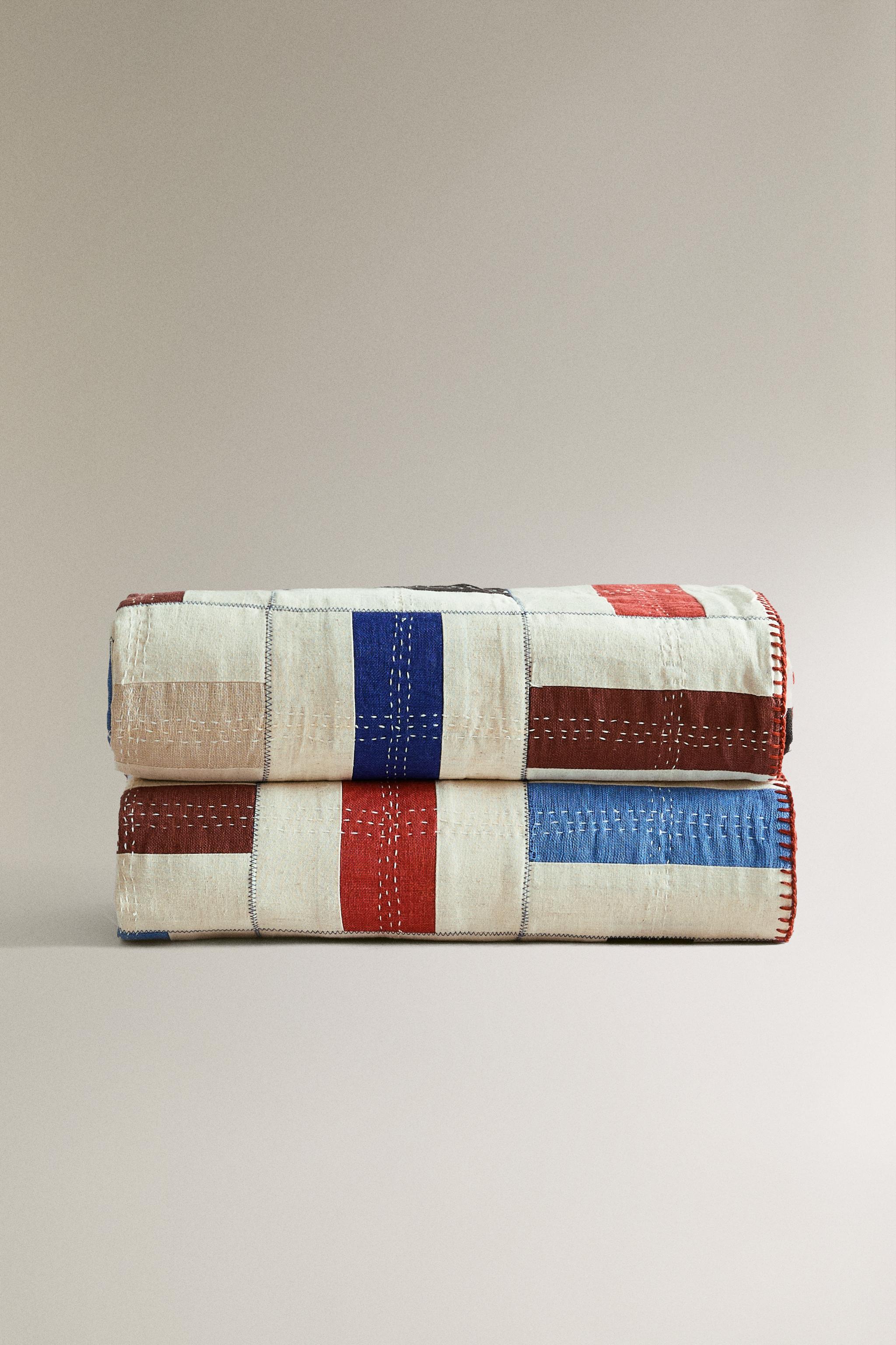 COTTON AND LINEN PATCHWORK BEDSPREAD X COLLAGERIE