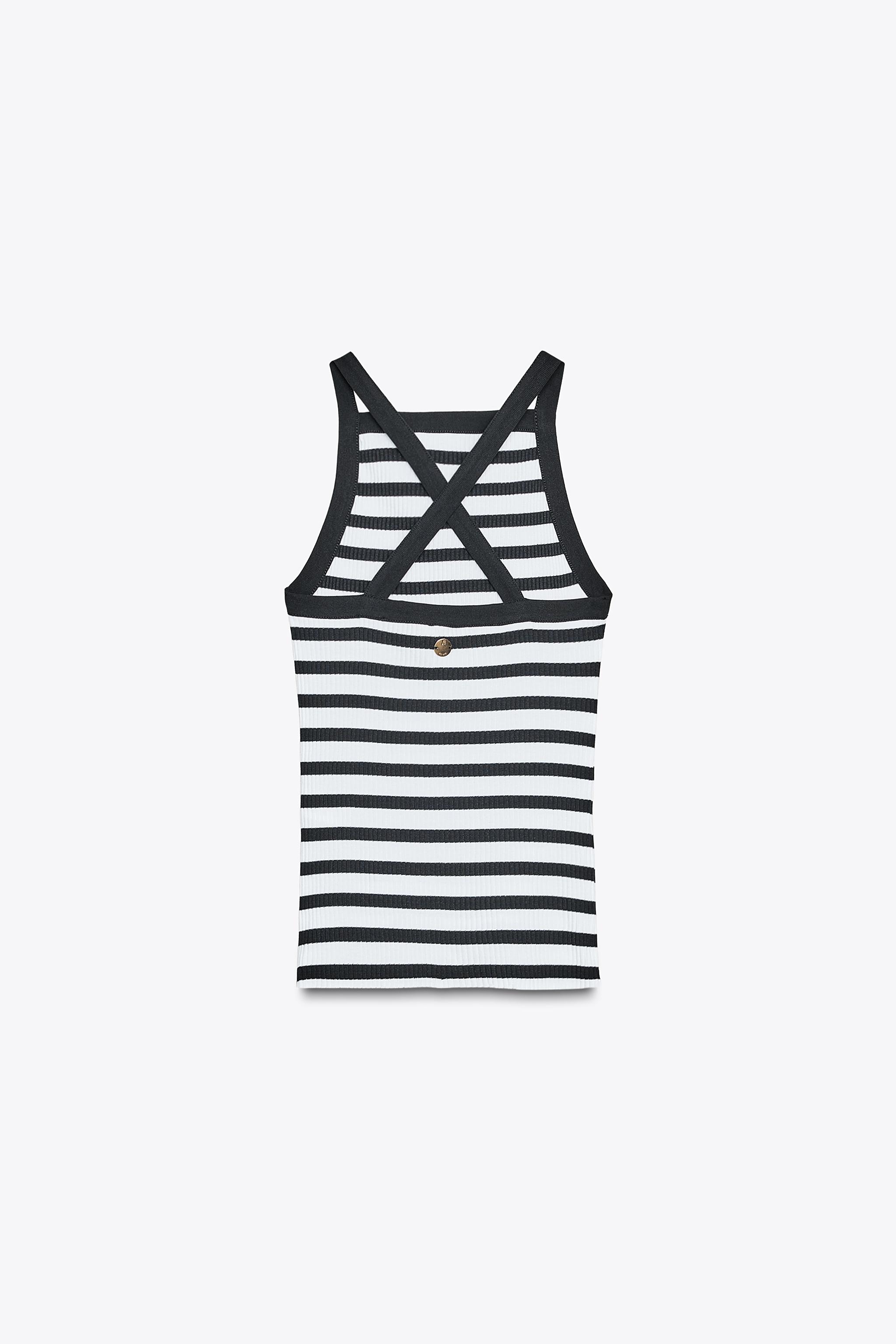 ZARA STRIPED BROOCH TOP