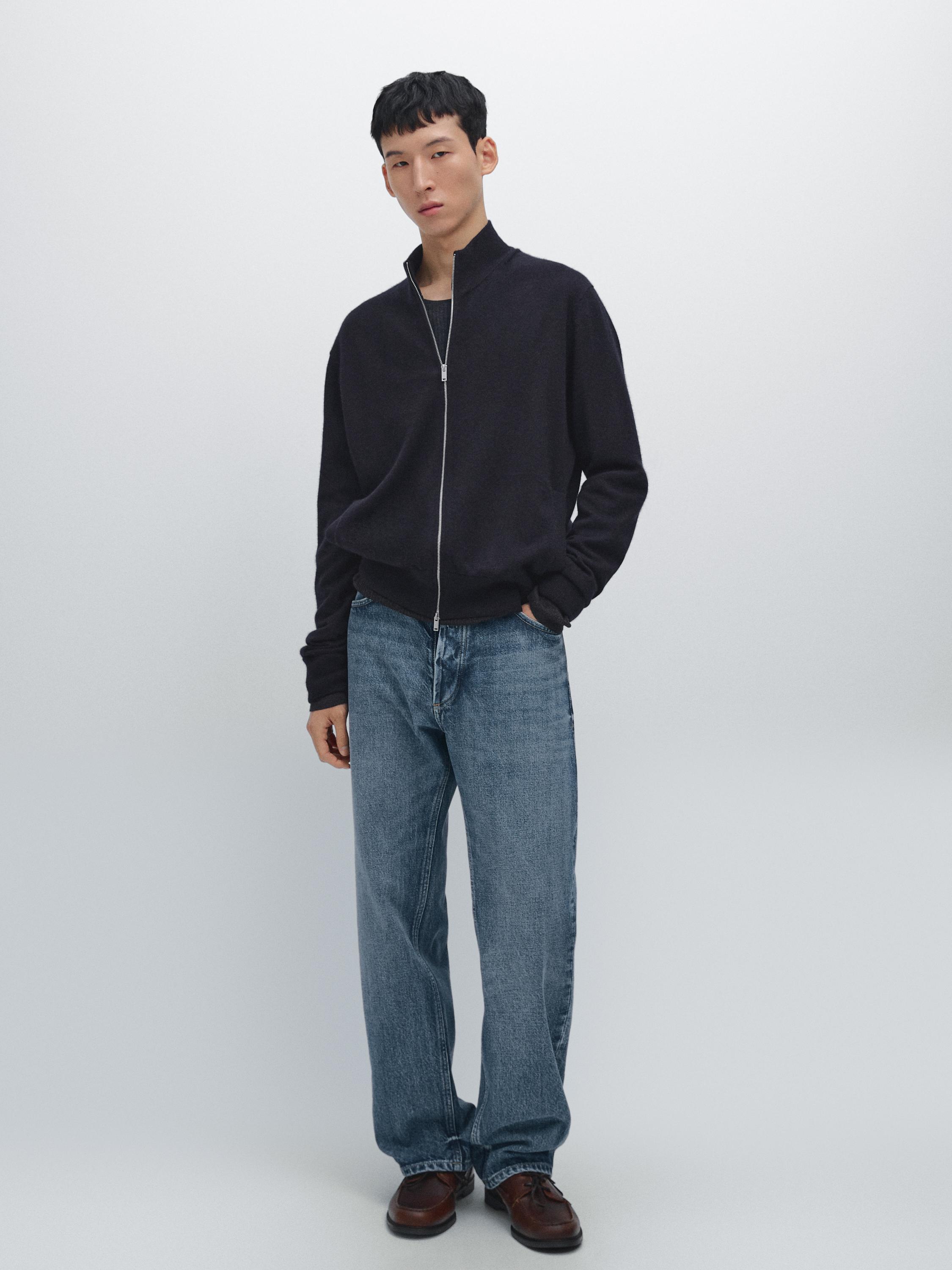 100% cashmere zip-up cardigan