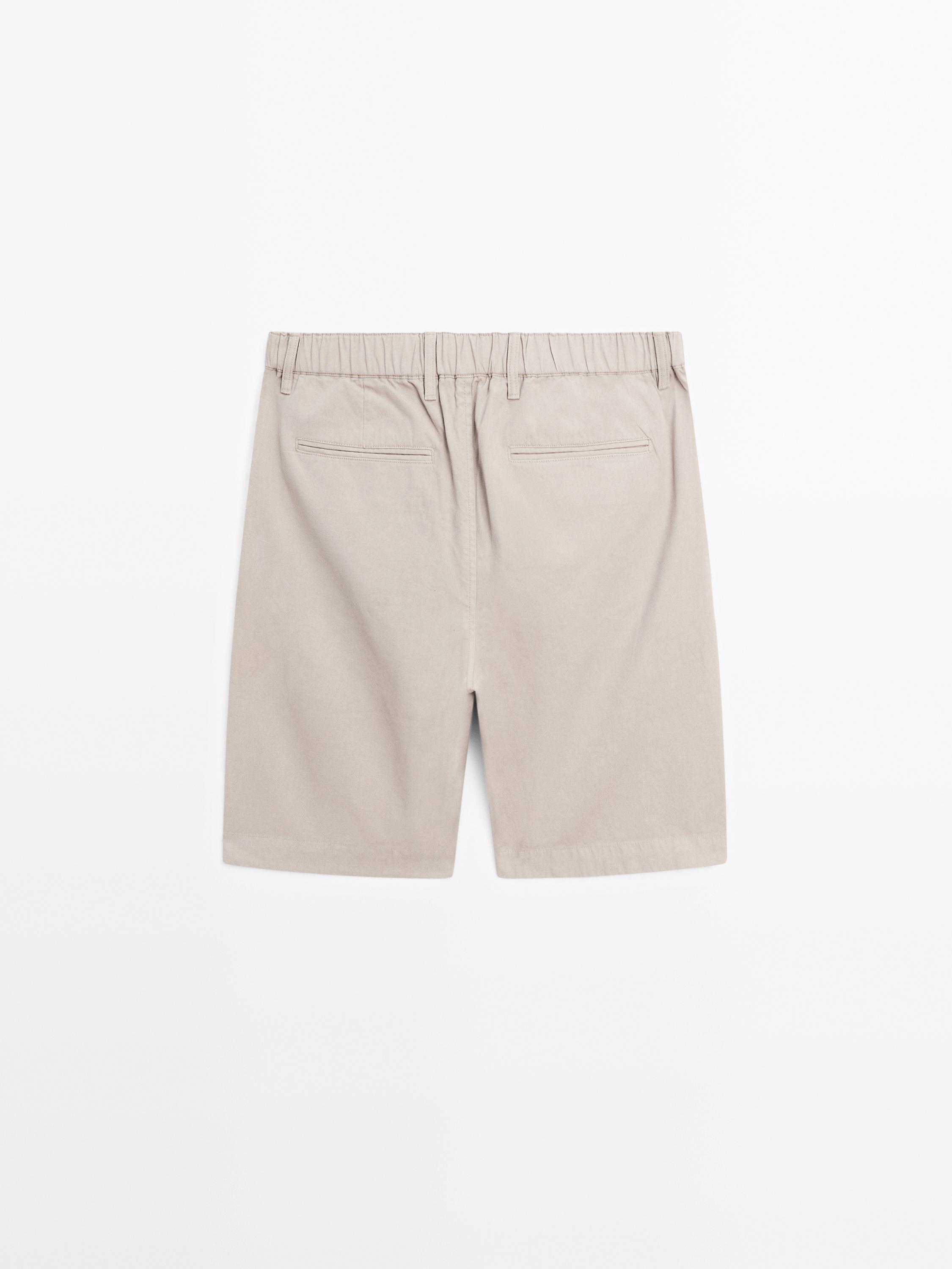 Cotton blend semi-jogger Bermuda shorts