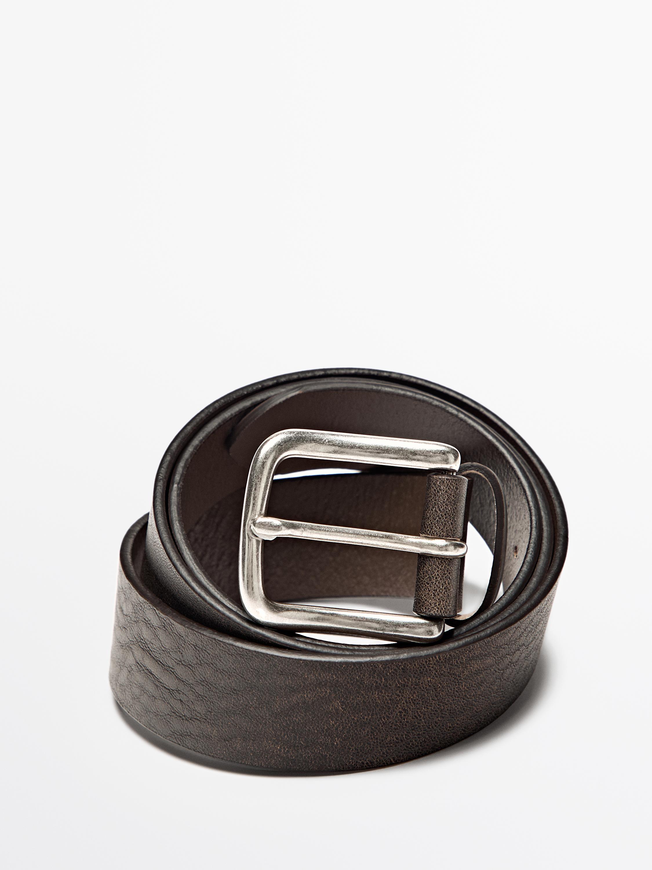 Distressed leather belt