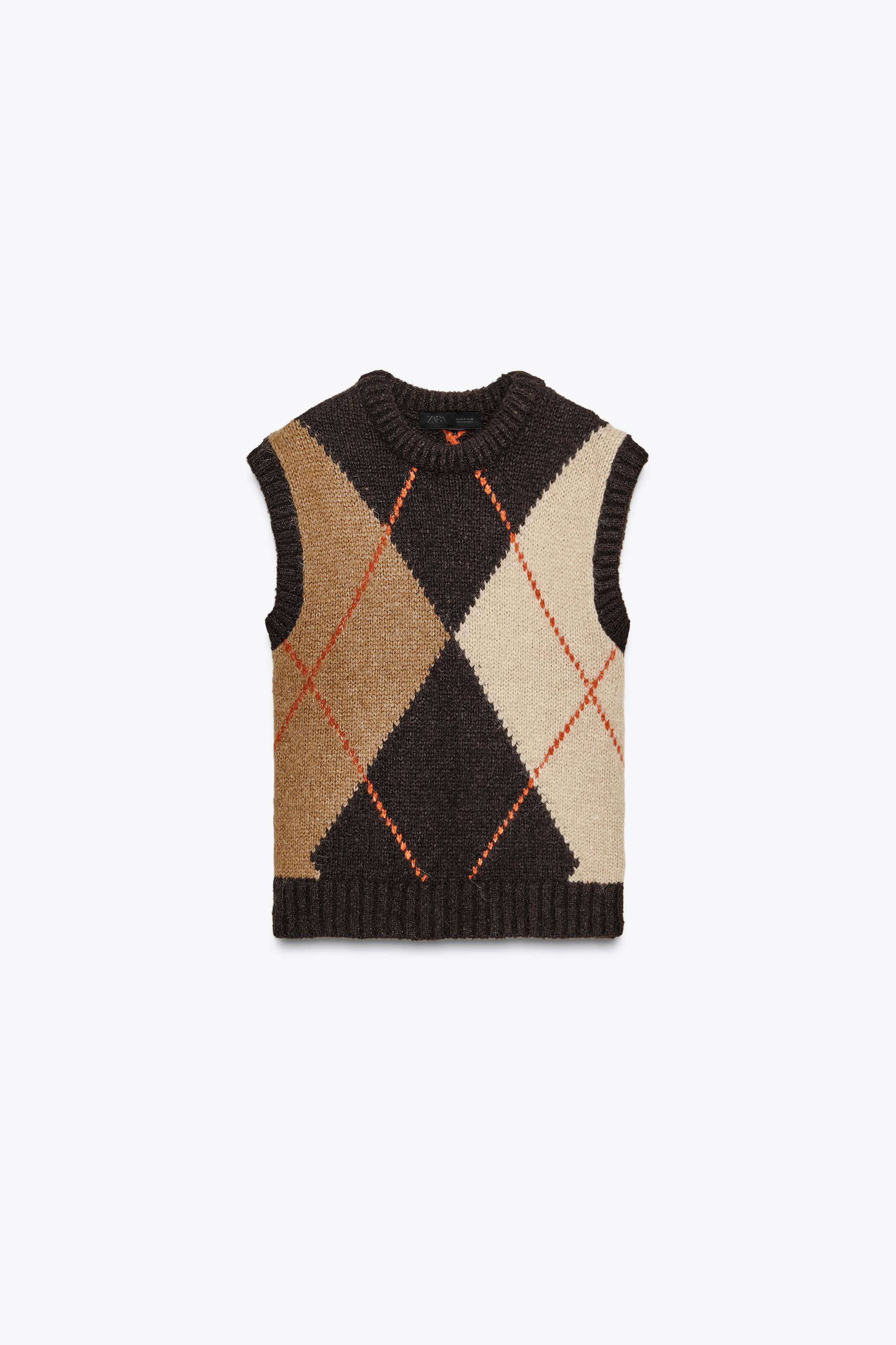 ARGYLE KNIT VEST TOP