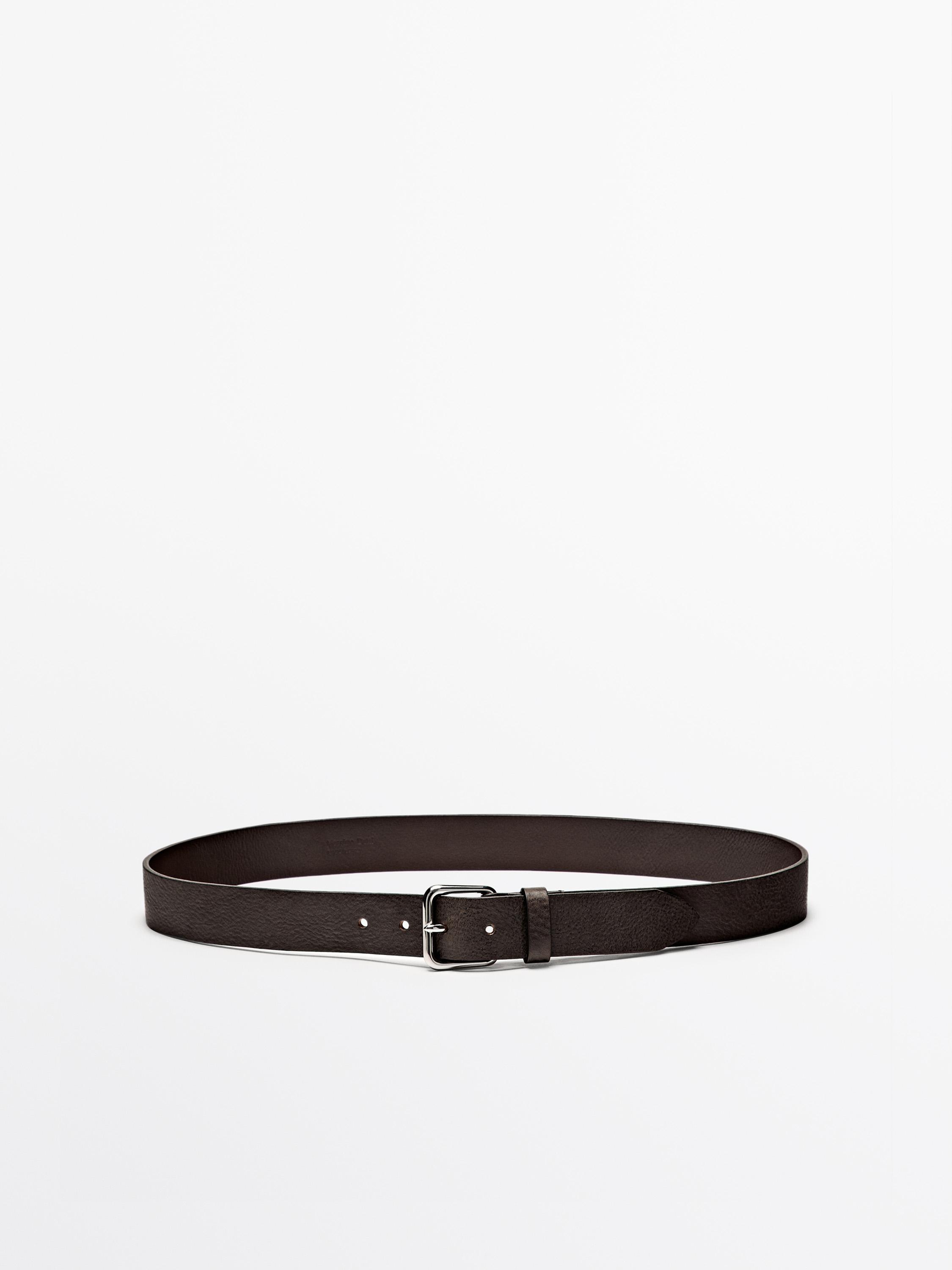 Distressed leather belt