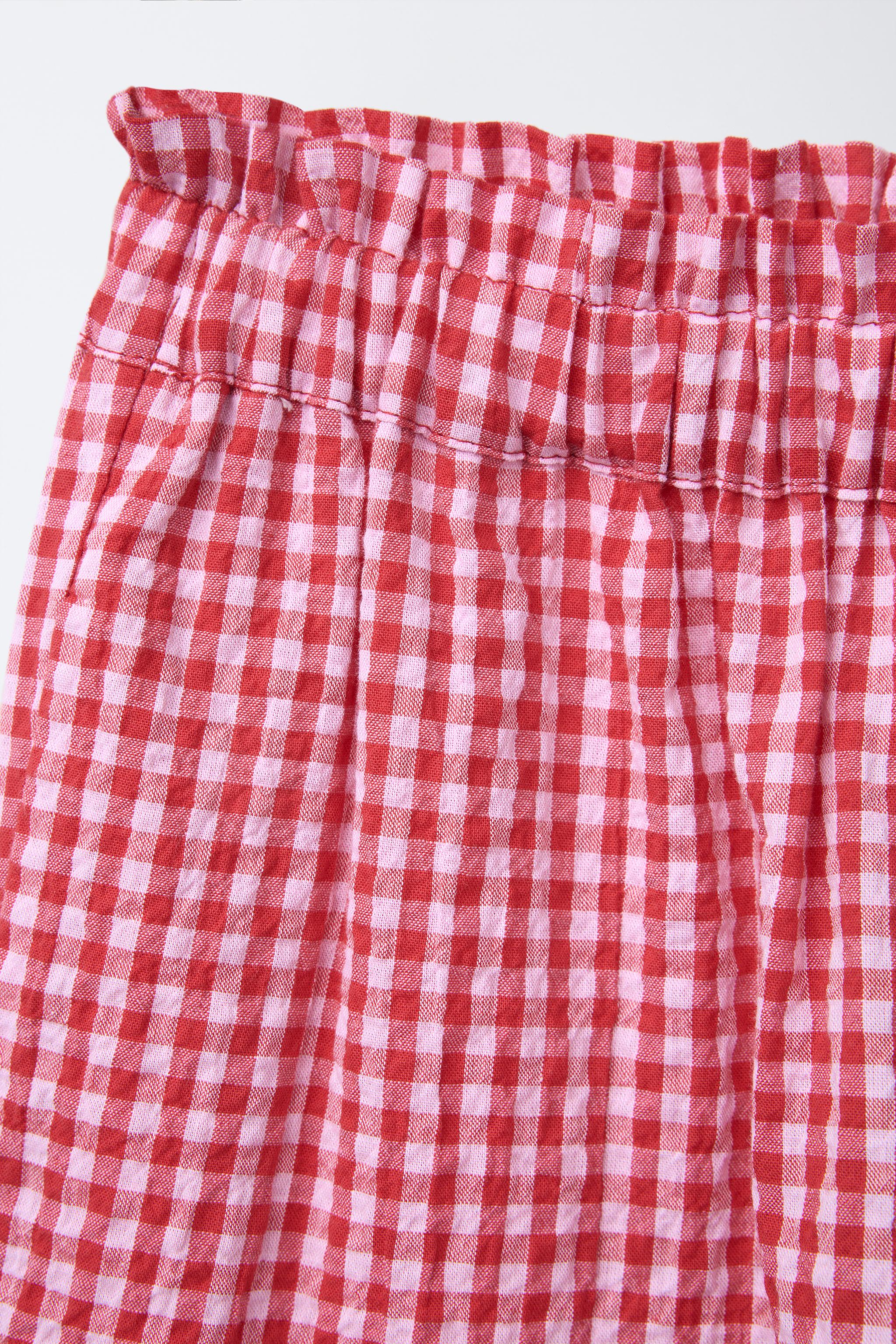 GINGHAM WIDE LEG PANTS