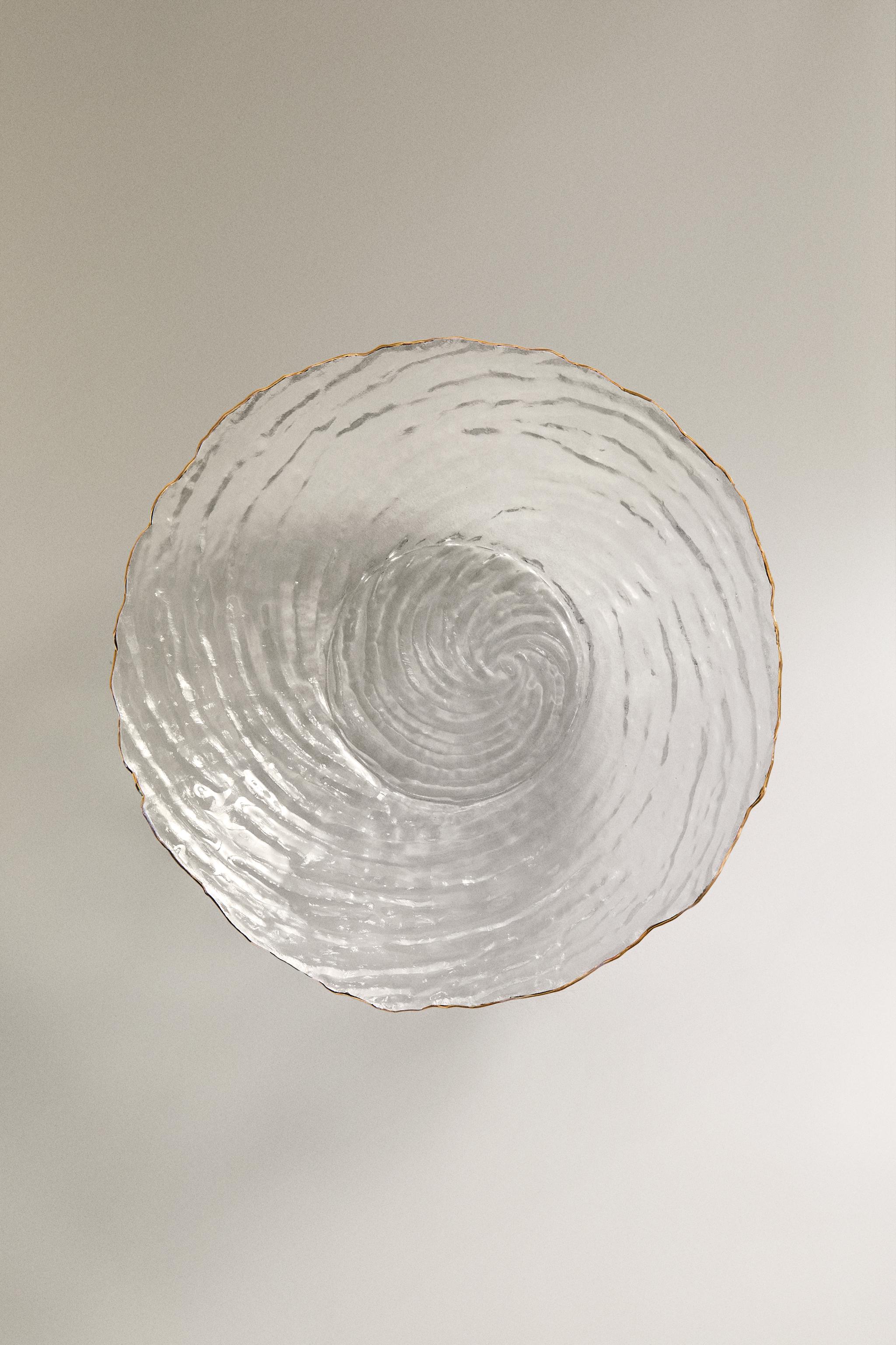 GLASS SALAD BOWL WITH A GOLDEN RIM