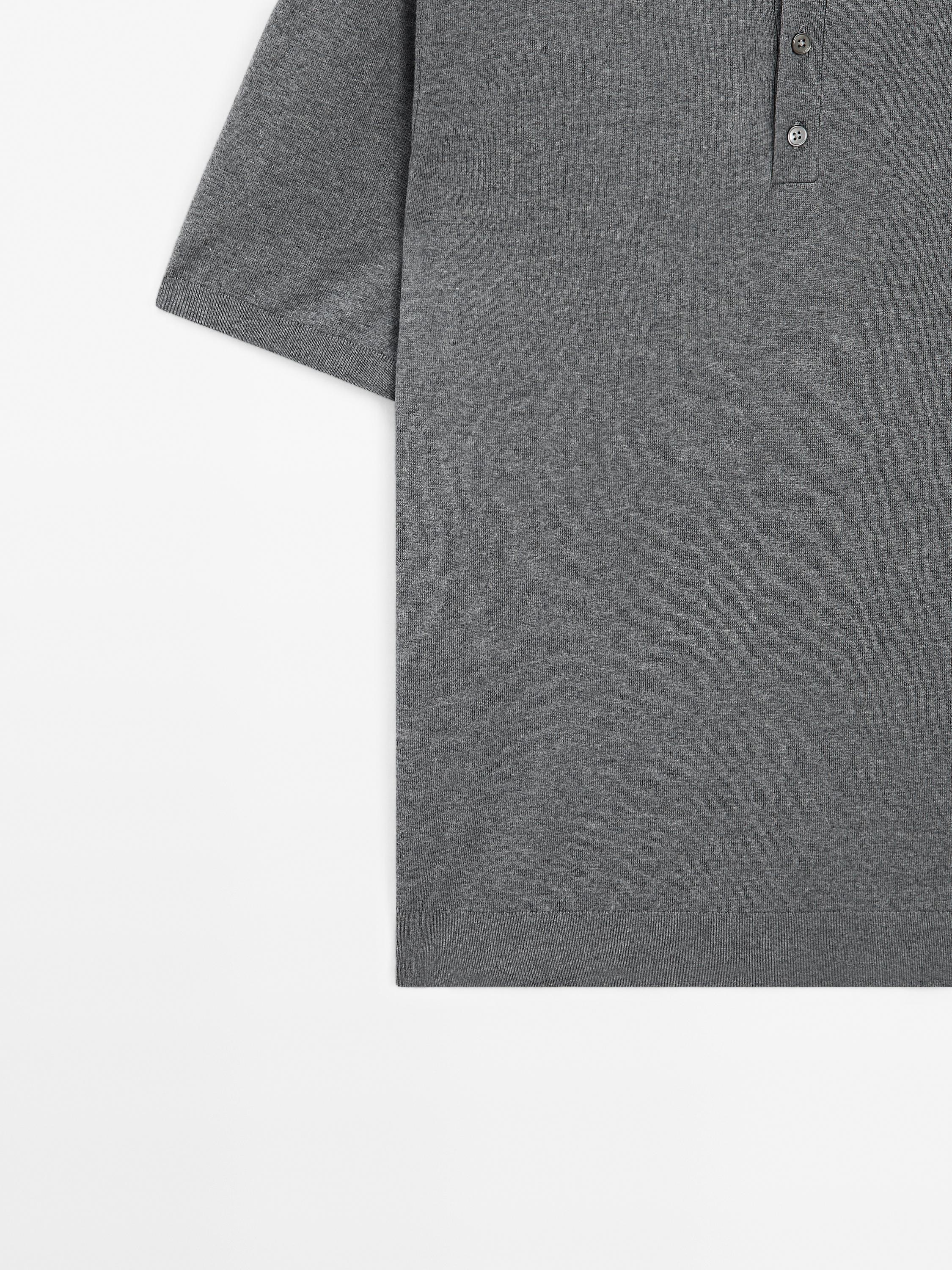 Cotton blend knit polo shirt