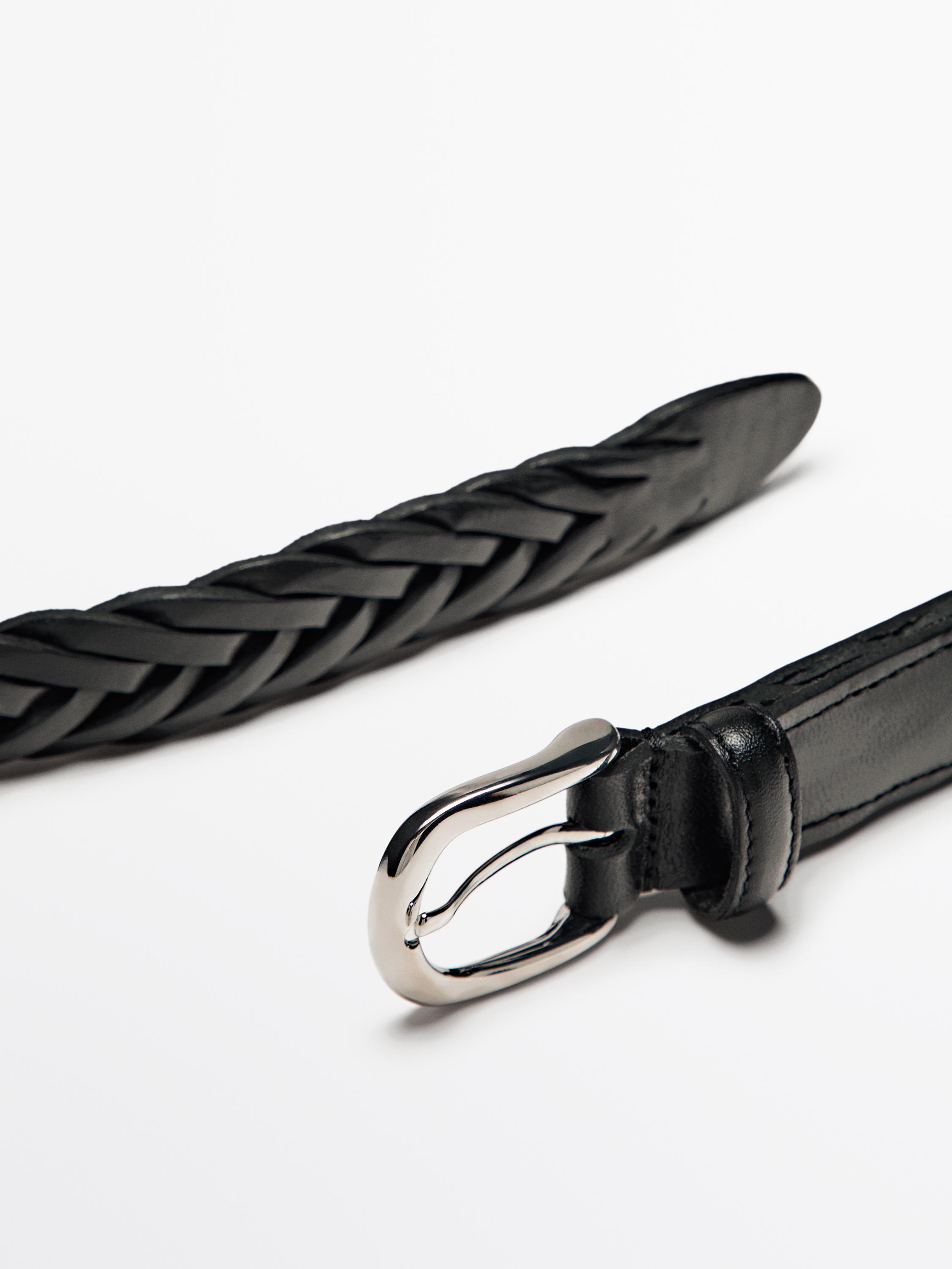 Plaited leather belt