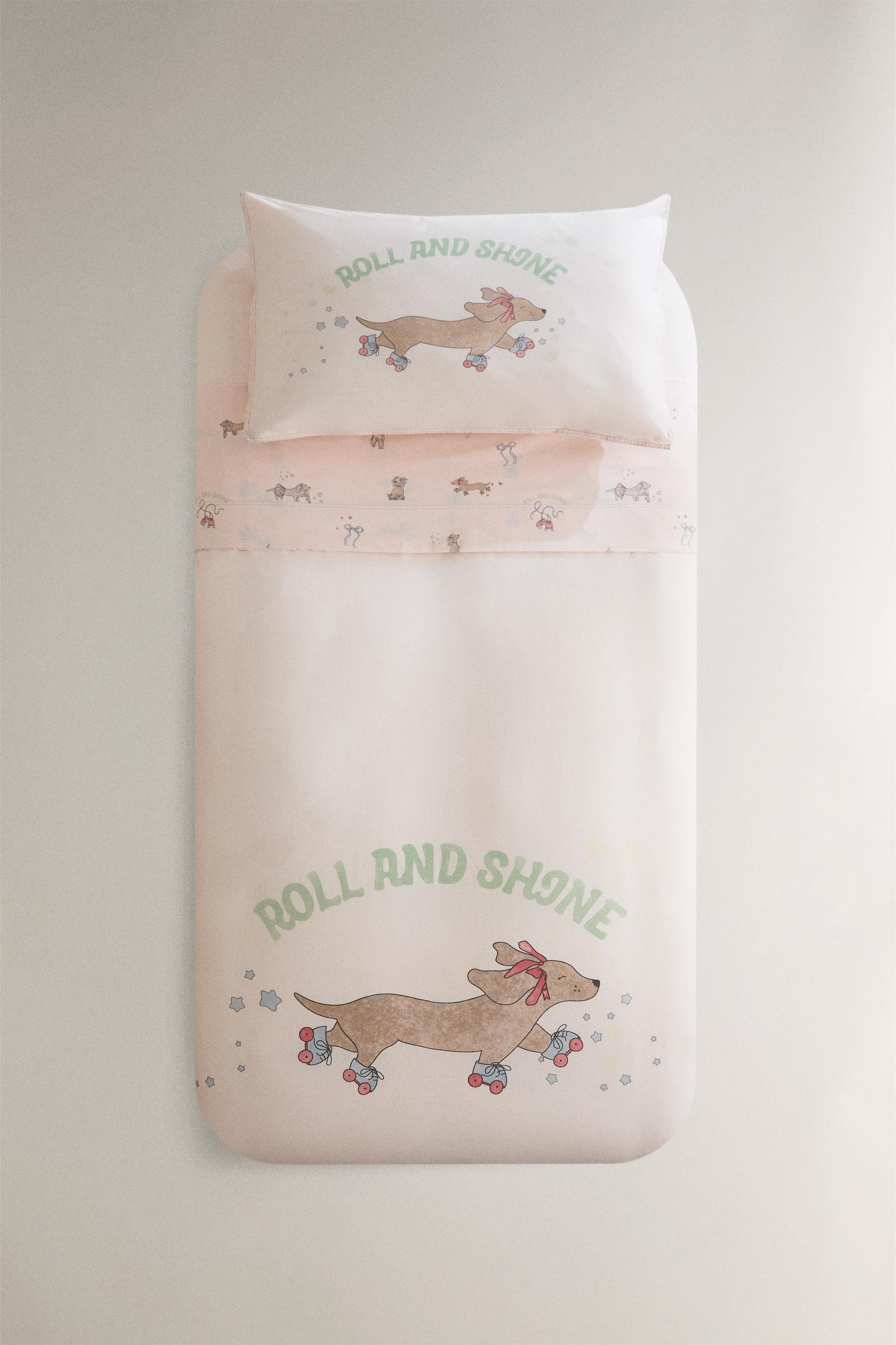 CHILDREN'S SKATING DOG DUVET COVER