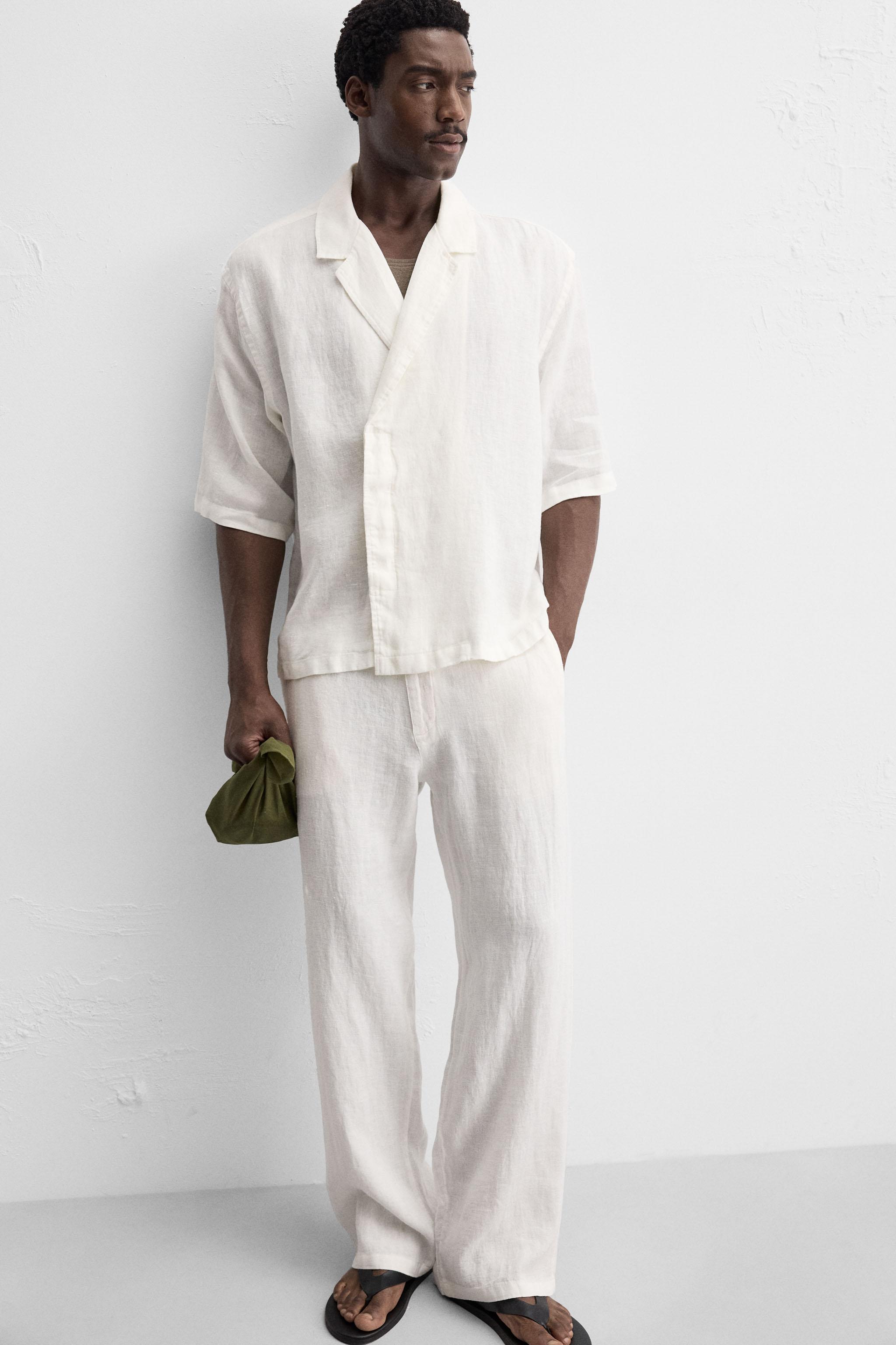 RELAXED FIT 100% LINEN PANTS