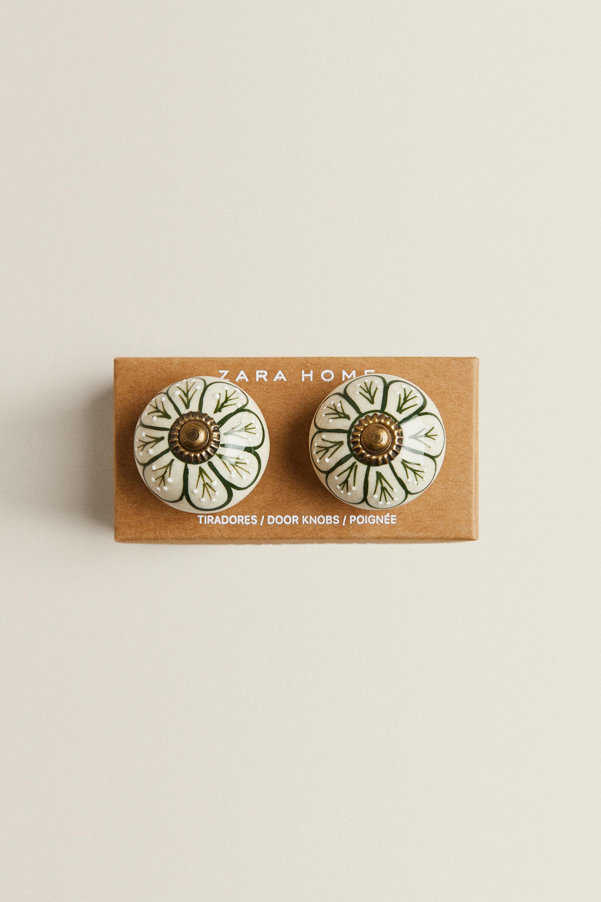 SET OF CERAMIC FLOWER KNOBS (SET OF 2)