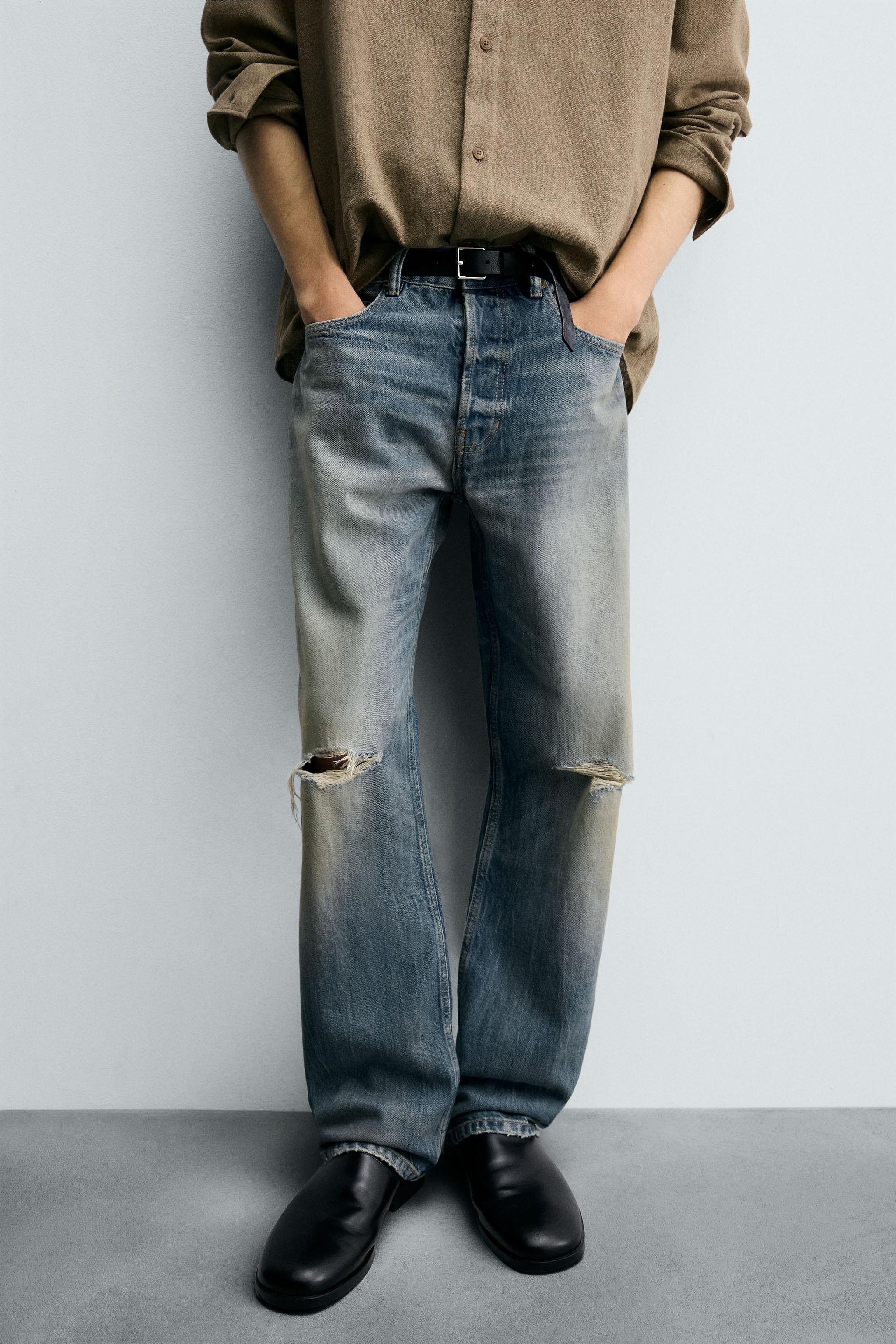 RIPPED REGULAR STRAIGHT FIT JEANS
