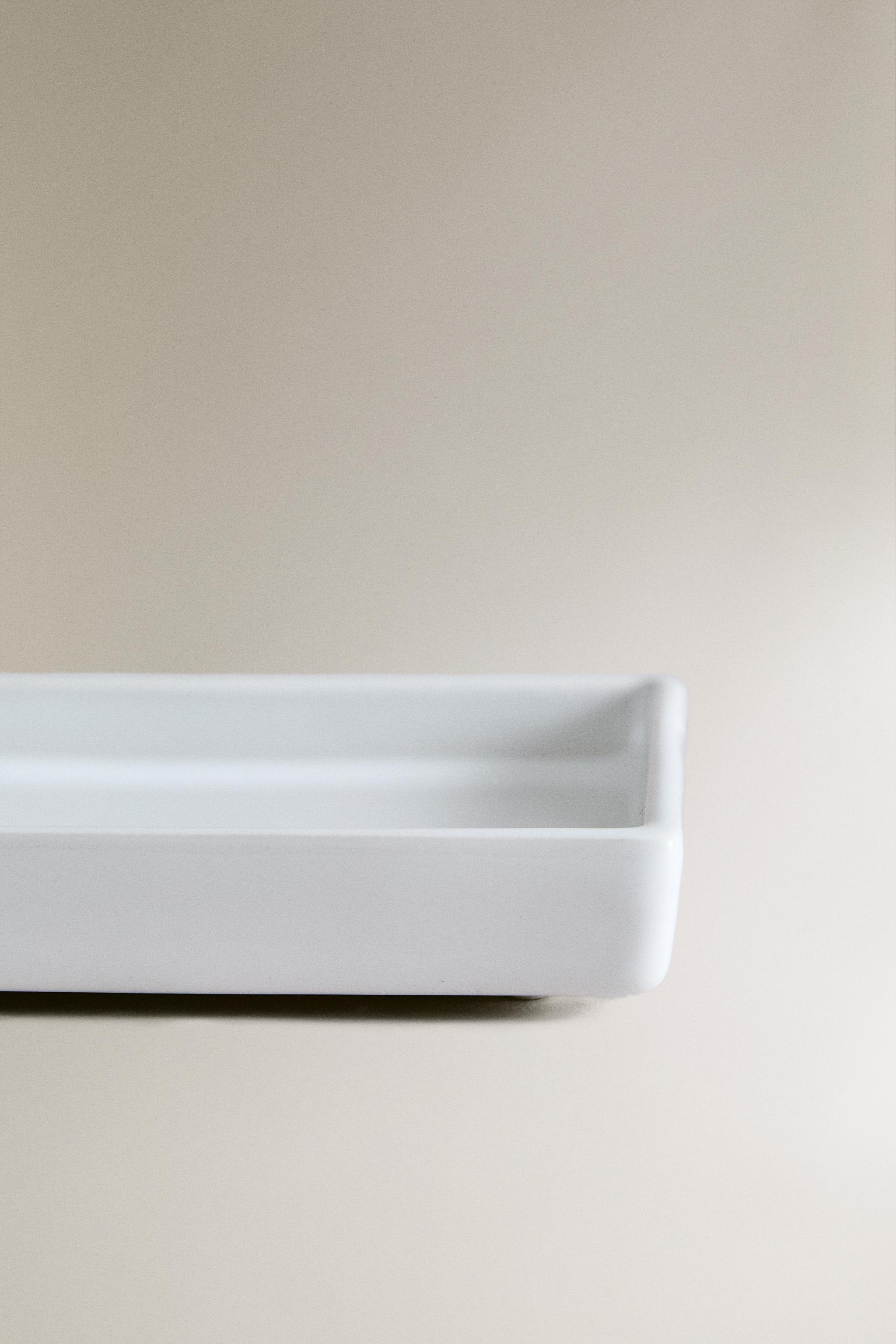 WHITE EARTHENWARE BATHROOM TRAY