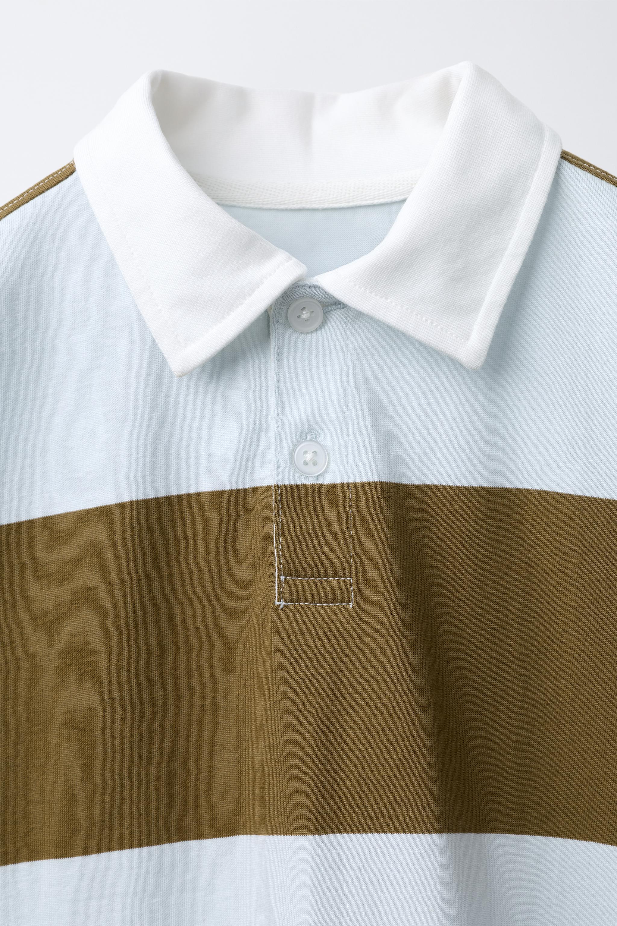 STRIPED POLO SHIRT WITH EMBROIDERED TEXT