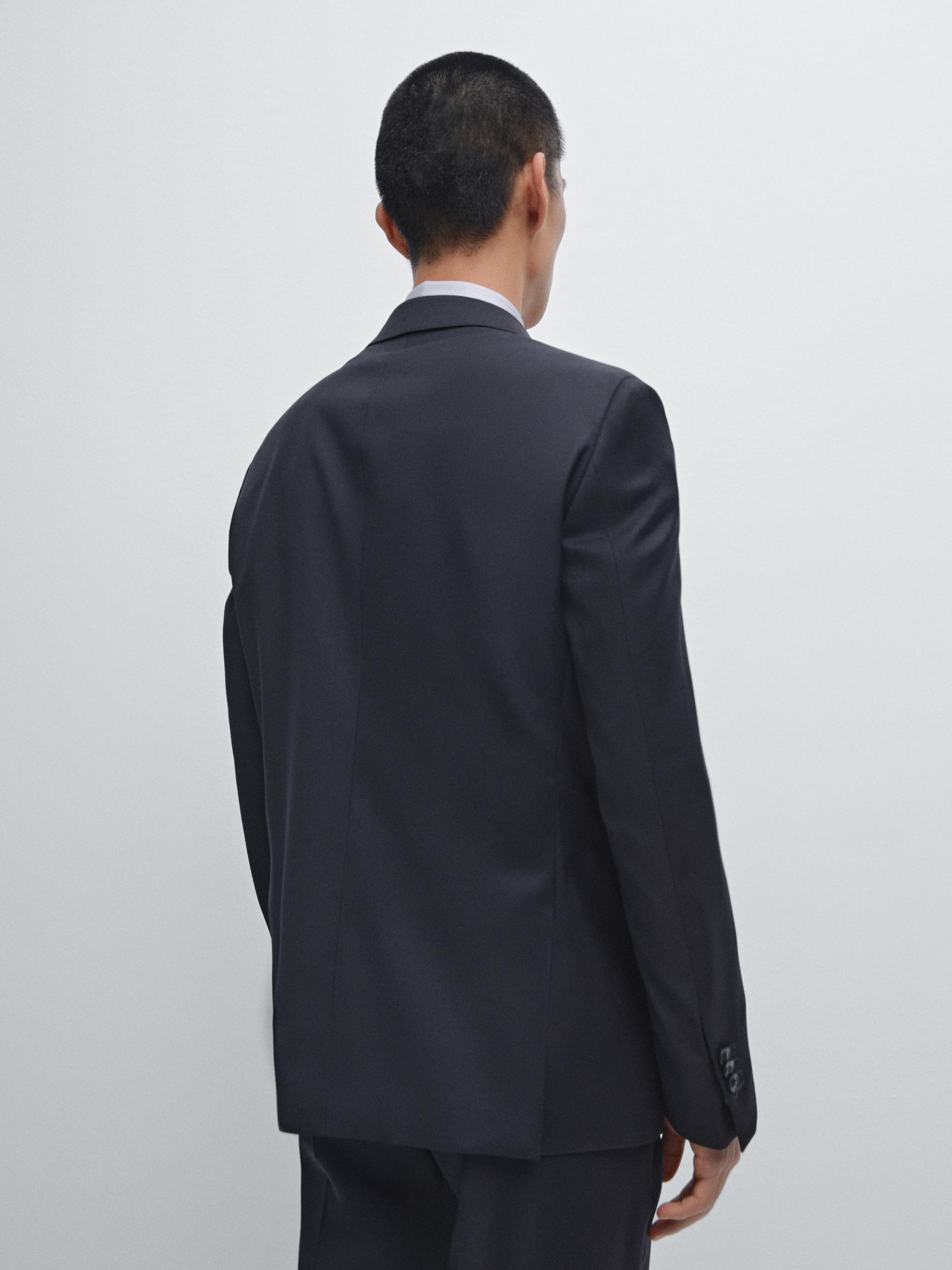 Plain 100% wool suit blazer