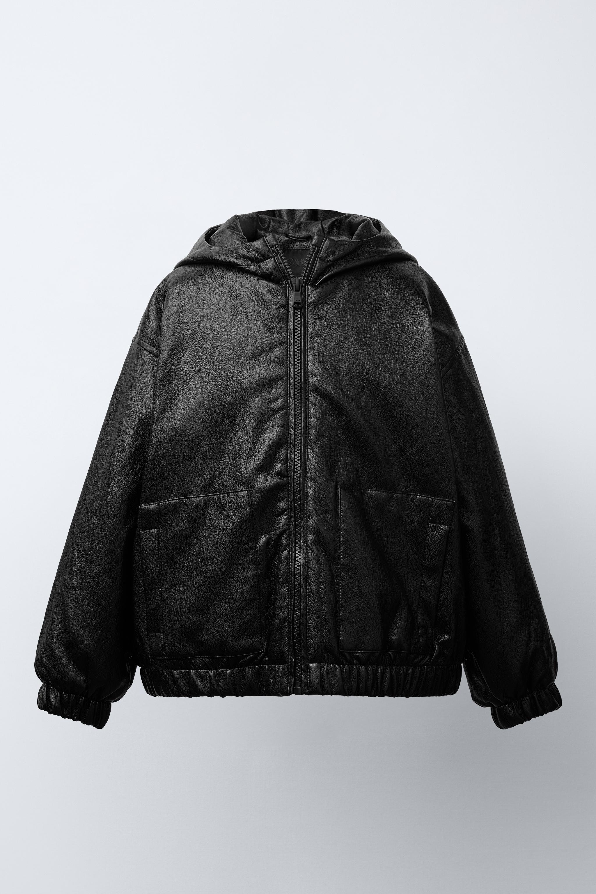 FAUX LEATHER PUFFER JACKET
